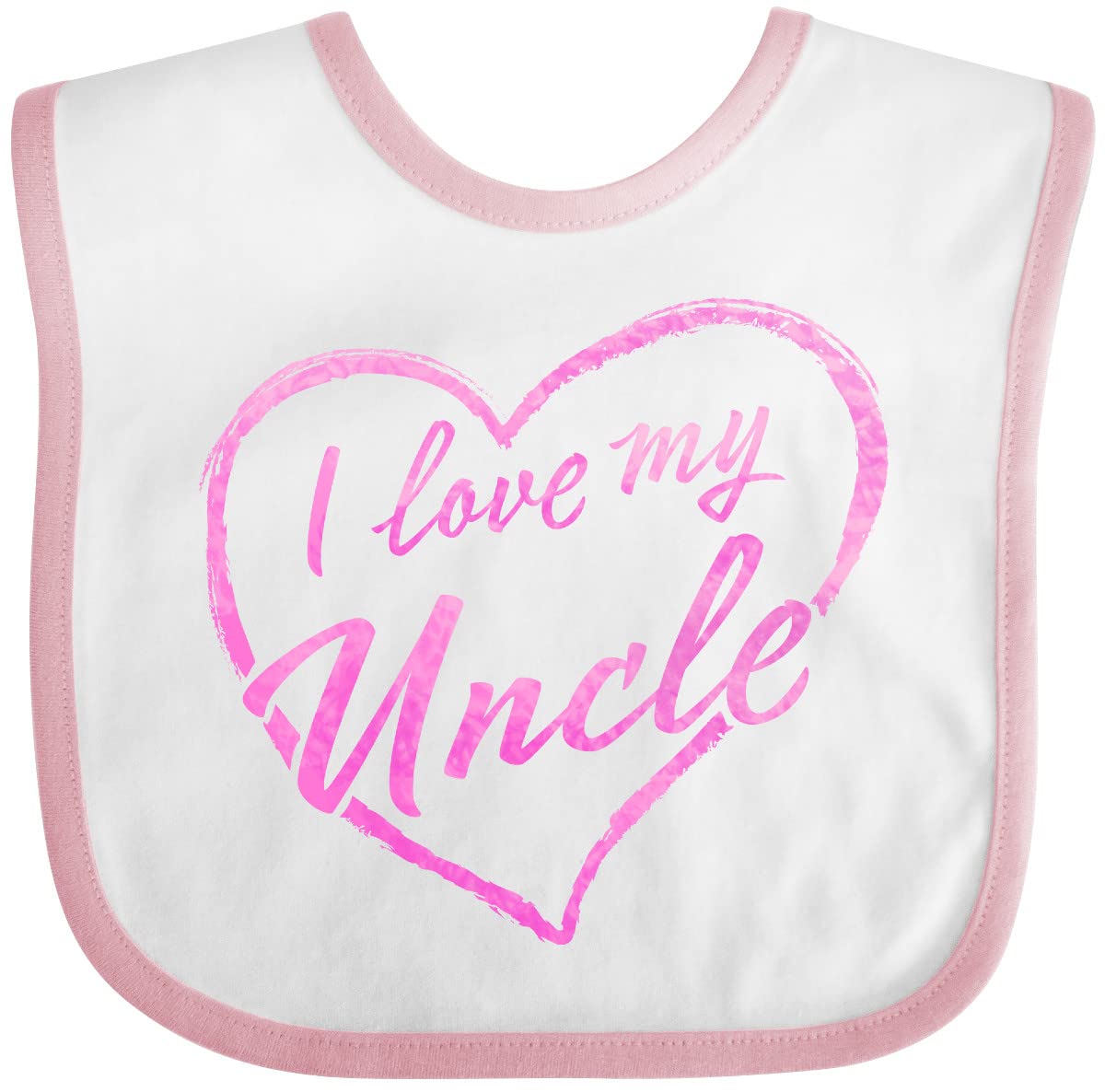 Inktastic I Love My Uncle Pink Chalk Heart Baby Bib - Soft Cotton Bib for Infants, Perfect for Feeding, Playtime & Special Occasions