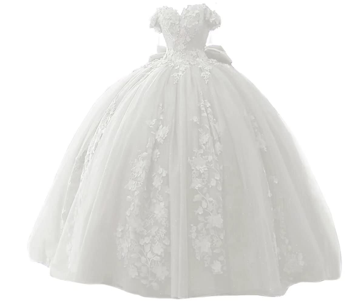 Elegant TRHTX Lace Beaded Quinceañera Dress | Ball Gown with Puffy Off-Shoulder Design | Sweet 15 & 16 Prom Dresses for Women (WZY54) | Perfect for Quinceañera Celebrations, Prom Nights & Formal Events
