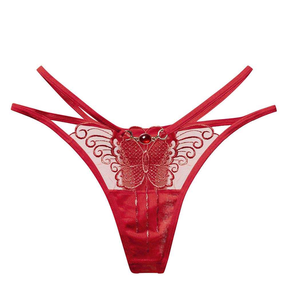Sexy Black Lace Thong Panties for Women - Sheer Lingerie Briefs with Comfortable Fit (Wine Color, One Size) - Perfect for Date Night & Special Occasions