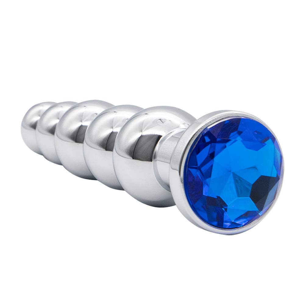 Metal Anal Beads with Gem Base - 5 Beads Prostate & G-Spot Massager for Men & Women, Pleasure Wand Sex Toy for Couples - Perfect for Solo Play, Partner Exploration & Sensual Enhancement