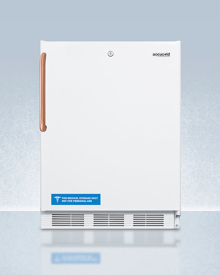 Accucold 24-Inch Wide Built-In All Refrigerator with Antimicrobial Pure Copper Handle - ADA Compliant, Energy Efficient, Spacious Interior for Kitchen, Basement, or Office Use - Model FF7LWBITBCADA