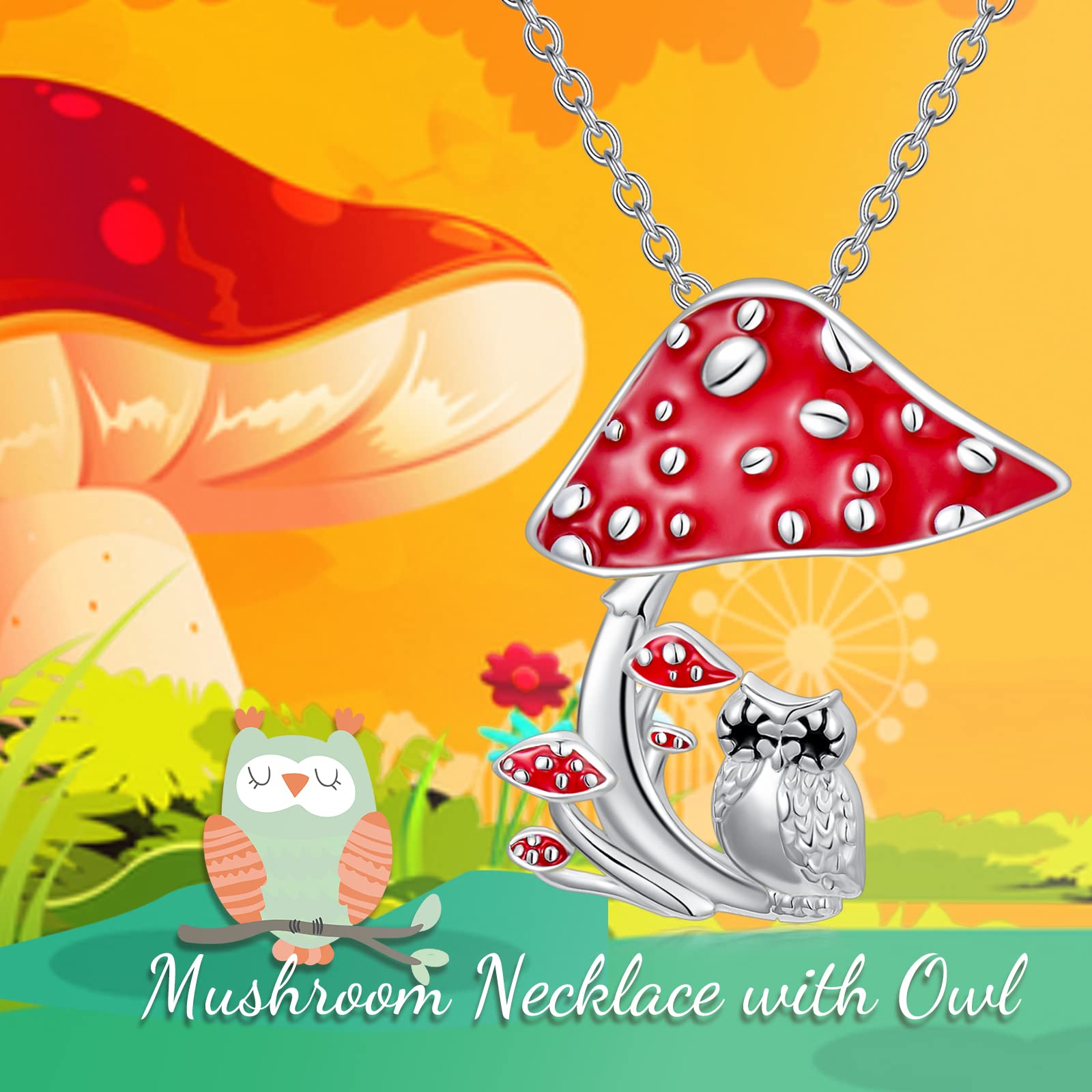 925 Sterling Silver Mushroom Frog Necklace - Cute Botanical Jewelry Gift for Women, Wife, Girlfriend, Sister | Birthday, Anniversary, Valentine's Day Present | Perfect for Nature Lovers, Outdoor Adventures & Boho Fashion