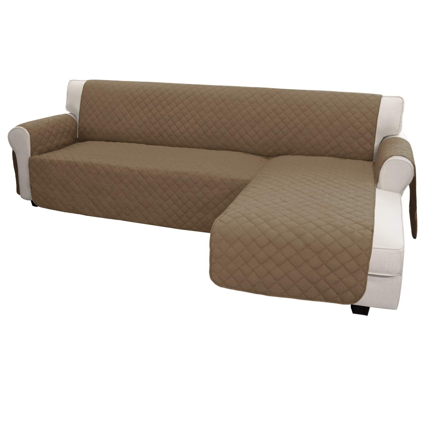 **Reversible L-Shaped Sofa Slipcover - XL Camel Color, Pet & Kid Friendly Furniture Protector for Sectional Couches & Chaise Lounges | Perfect for Living Rooms, Family Rooms & Pet-Friendly Homes**