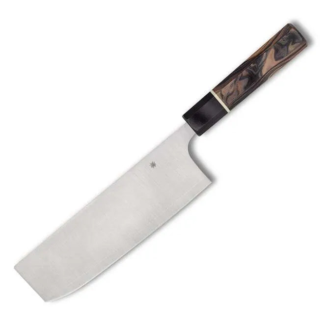 Spyderco Murray Carter Itamae Series Nakiri Knife - 7.3 Inch Japanese Vegetable Knife with Burl G10 Handle - Perfect for Sushi, Vegetables & Precision Kitchen Tasks