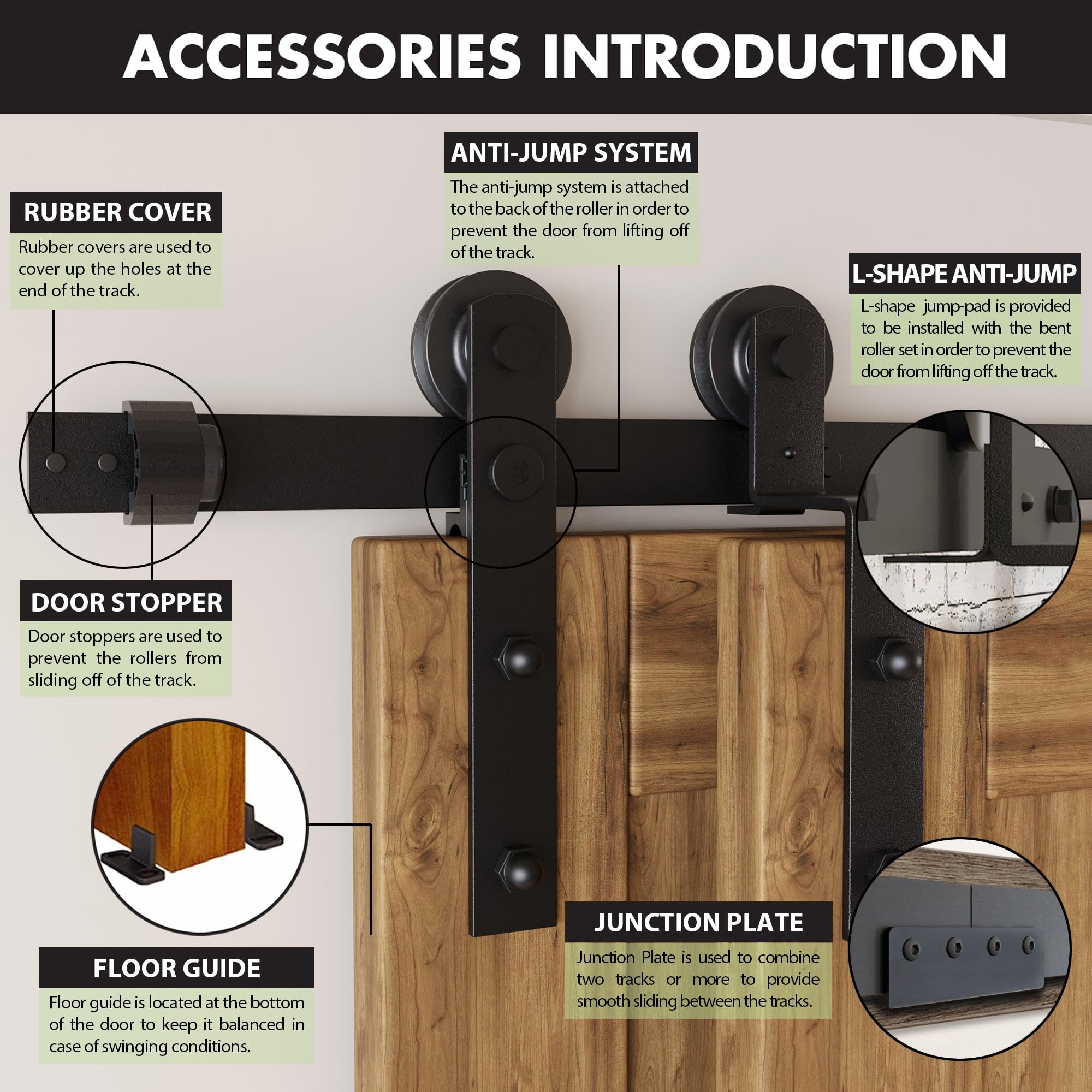 Homacer Black Rustic Single Track Bypass Sliding Barn Door Hardware Kit - 9ft Flat Track for Double Doors | Straight Design Roller | Perfect for Farmhouse, Loft & Industrial Style Homes