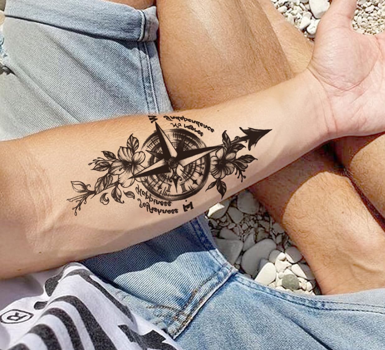 Waterproof Temporary Tattoo Stickers for Men & Women - 3D Realistic Flowers, Butterflies, Stars, Angels, Wolves & Armband Designs (21x12cm) | Perfect for Parties, Halloween, Cosplay & Body Art