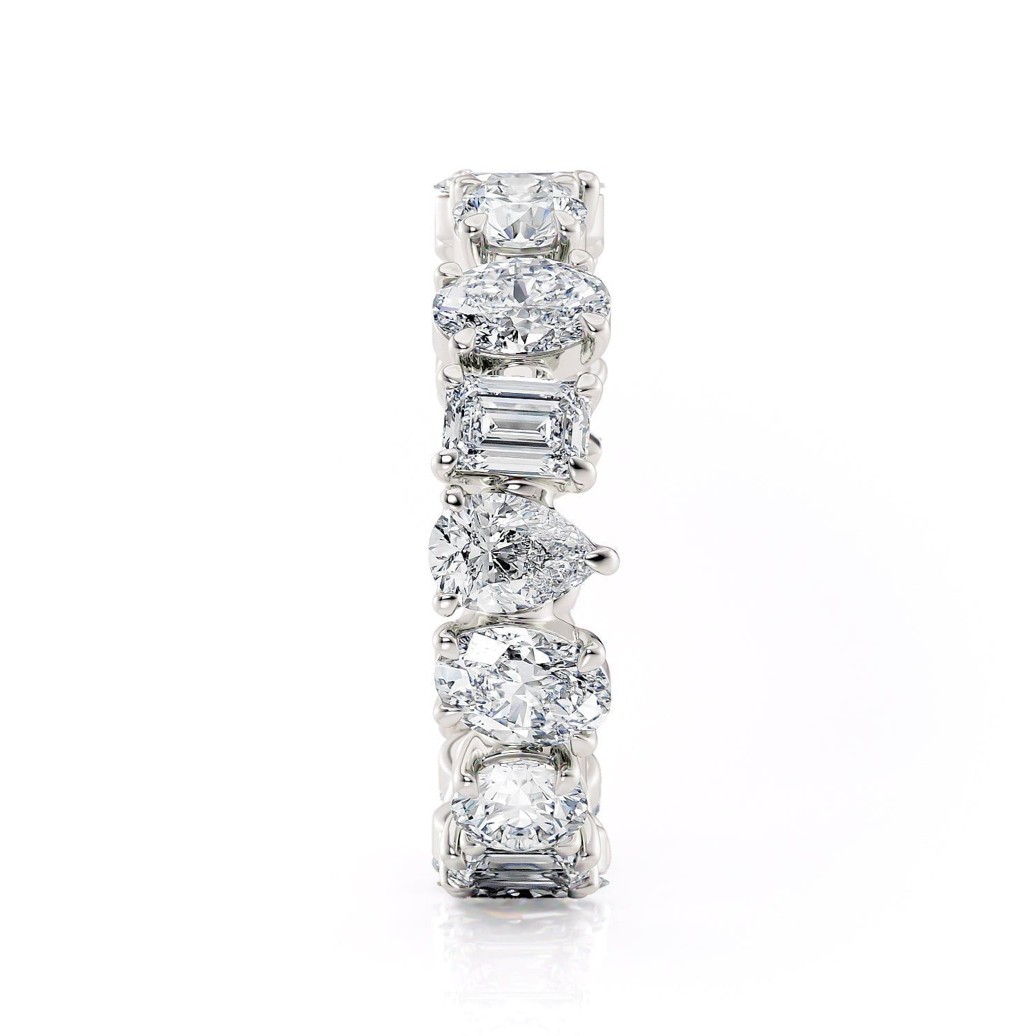 Multi Shape Eternity Band in White Gold - Elegant Wedding Ring for Women, Perfect for Anniversaries & Special Occasions