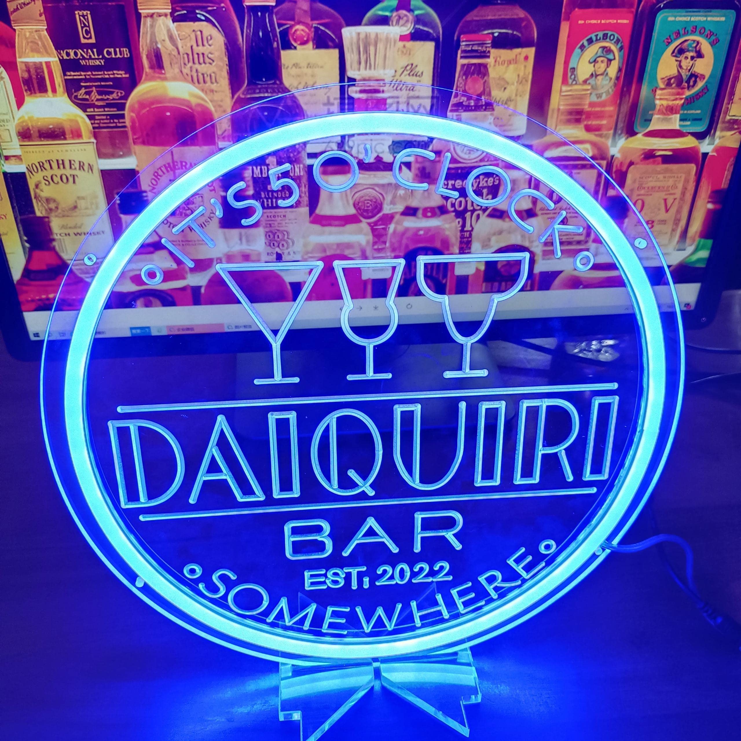Custom LED Neon Bar Sign - Personalized Name Wall Decor for Man Cave, Dimmable with Remote | 20x20 Inch Pub, Bistro & Home Bar Lighting | Perfect Gift for Dad's Birthday & Men's Home Decor