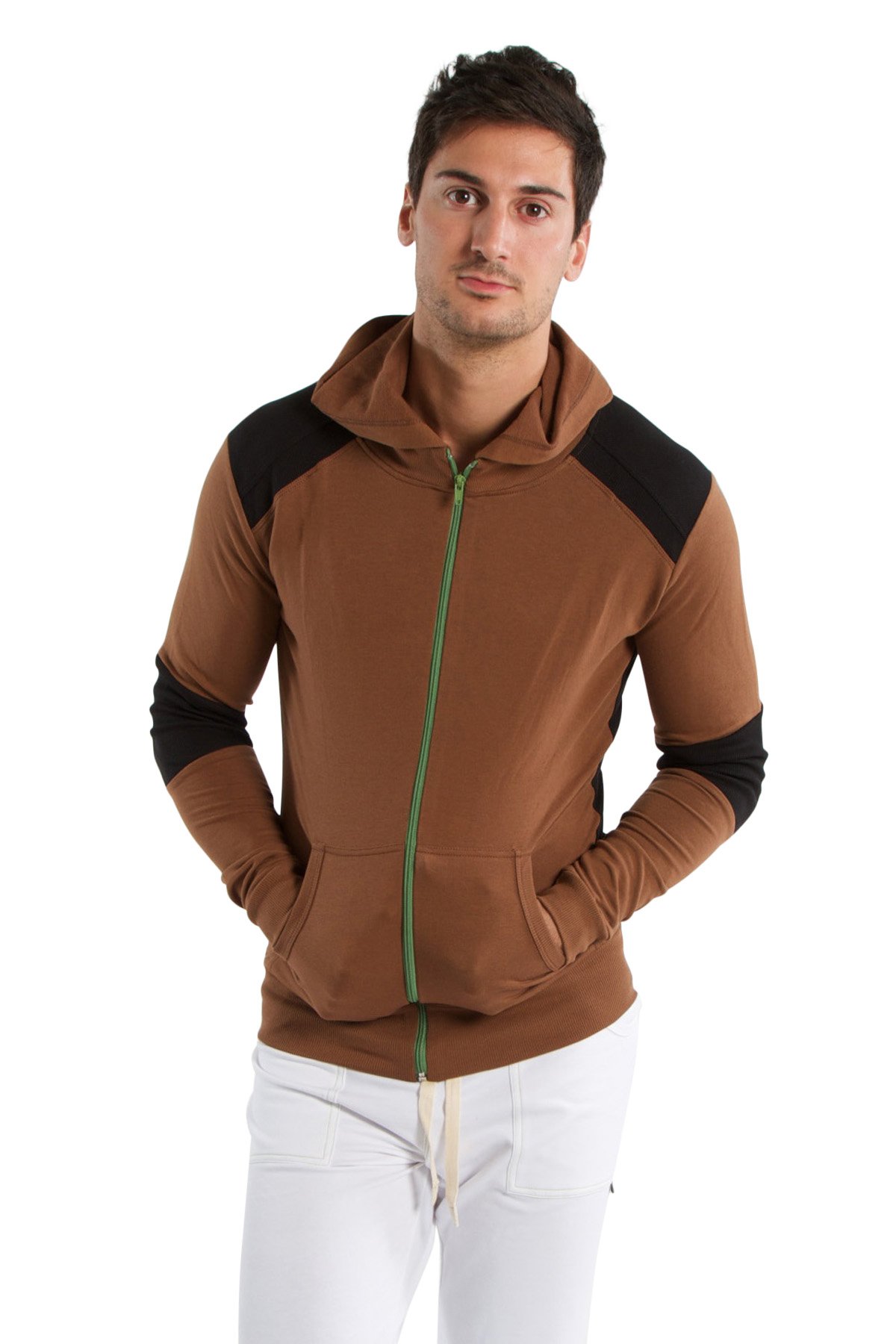 4th Men's Crossover Transition Hoodie - Modal French Terry for Track, Yoga & Gym - Made in USA - Stretch European Fit - Perfect for Workouts & Casual Wear