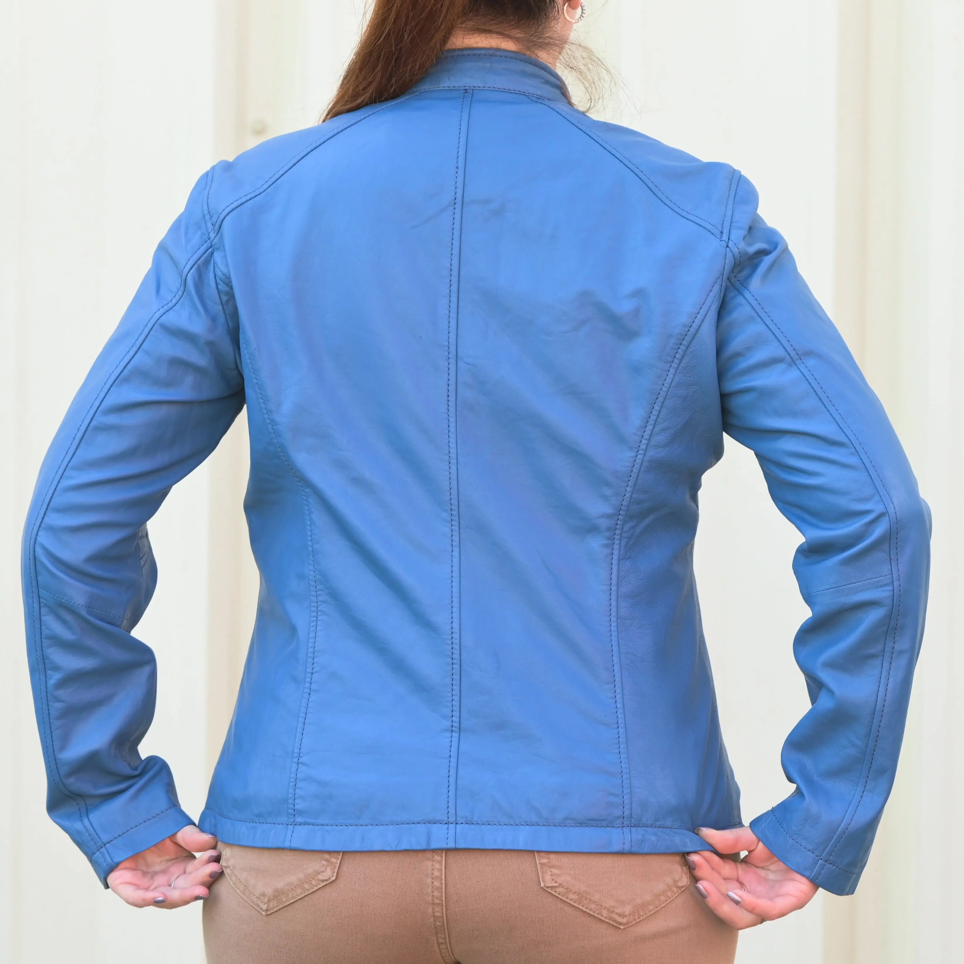 Women's Classic Leather Jacket - Genuine Leather Motorcycle Jacket for Women, Stylish Biker Jacket with Zipper - Perfect for Riding, Casual Outfits & Night Out