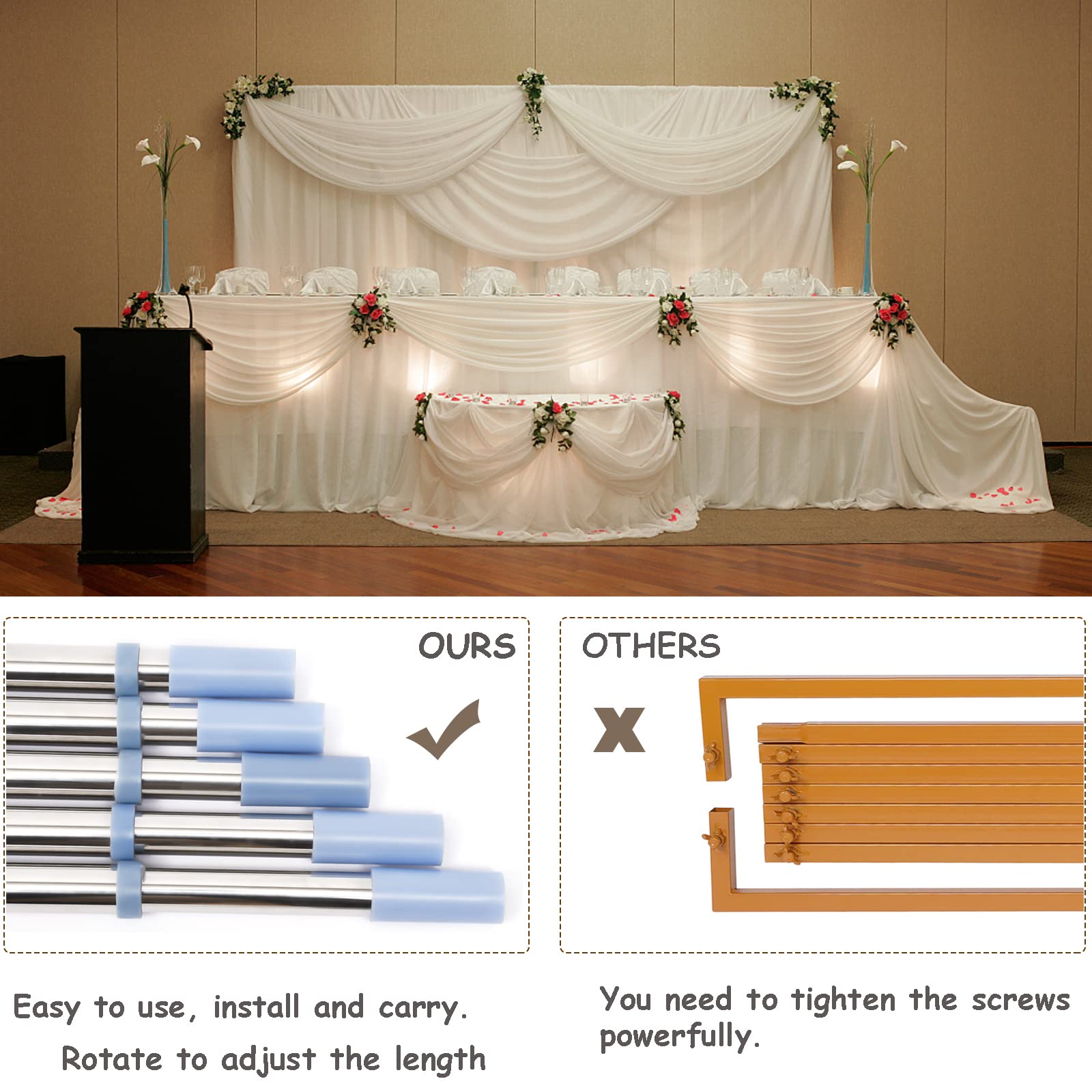 10x10ft Heavy Duty Backdrop Stand Kit - Professional Photography Background Support System with Telescopic Steel Frame & Base for Wedding, Party, Trade Show Displays | Perfect for Event Photography, Studio Backdrops & Exhibition Booths
