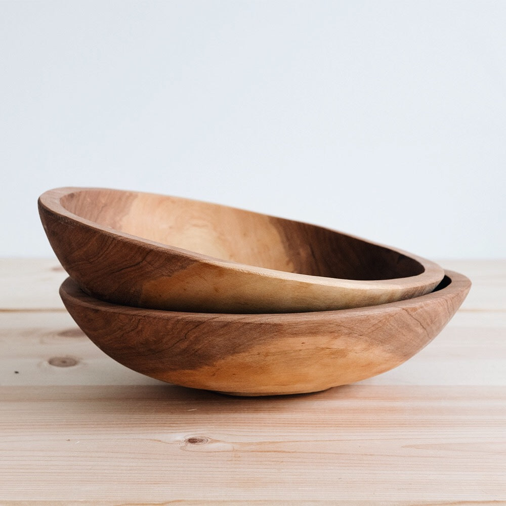 Hand Carved Wild Olive Wood Bowl - Large Natural Wooden Serving Bowl for Salad, Fruit, Snacks - Perfect for Kitchen, Dining, Party & Home Decor