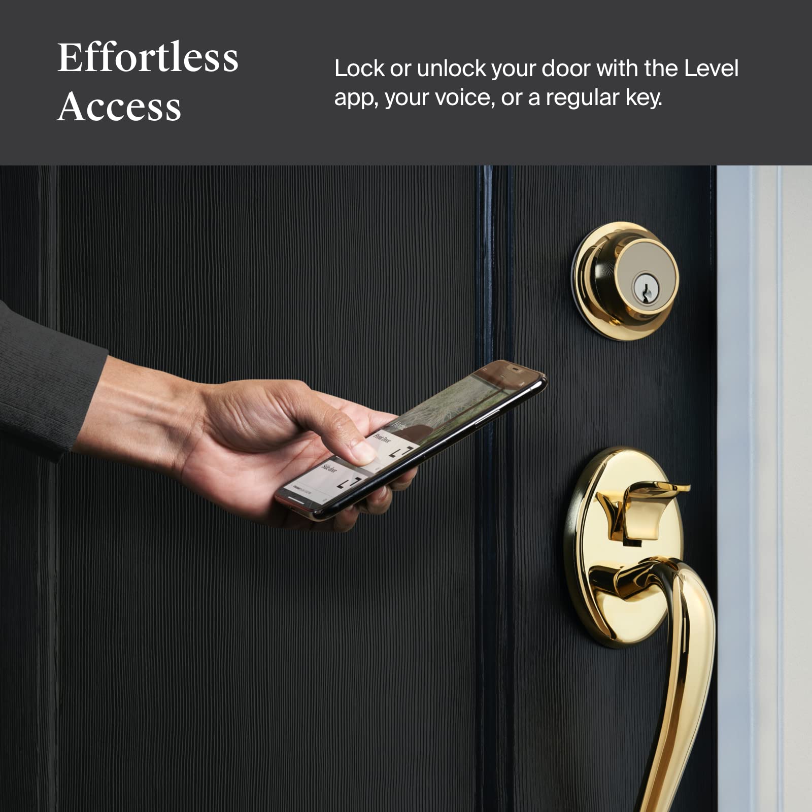 Level Lock Smart Lock - World's Smallest Smart Lock for Home Security - iOS & Android App Control - Apple HomeKit Compatible (Polished Brass) - Perfect for Smart Homes, Apartments & Vacation Rentals