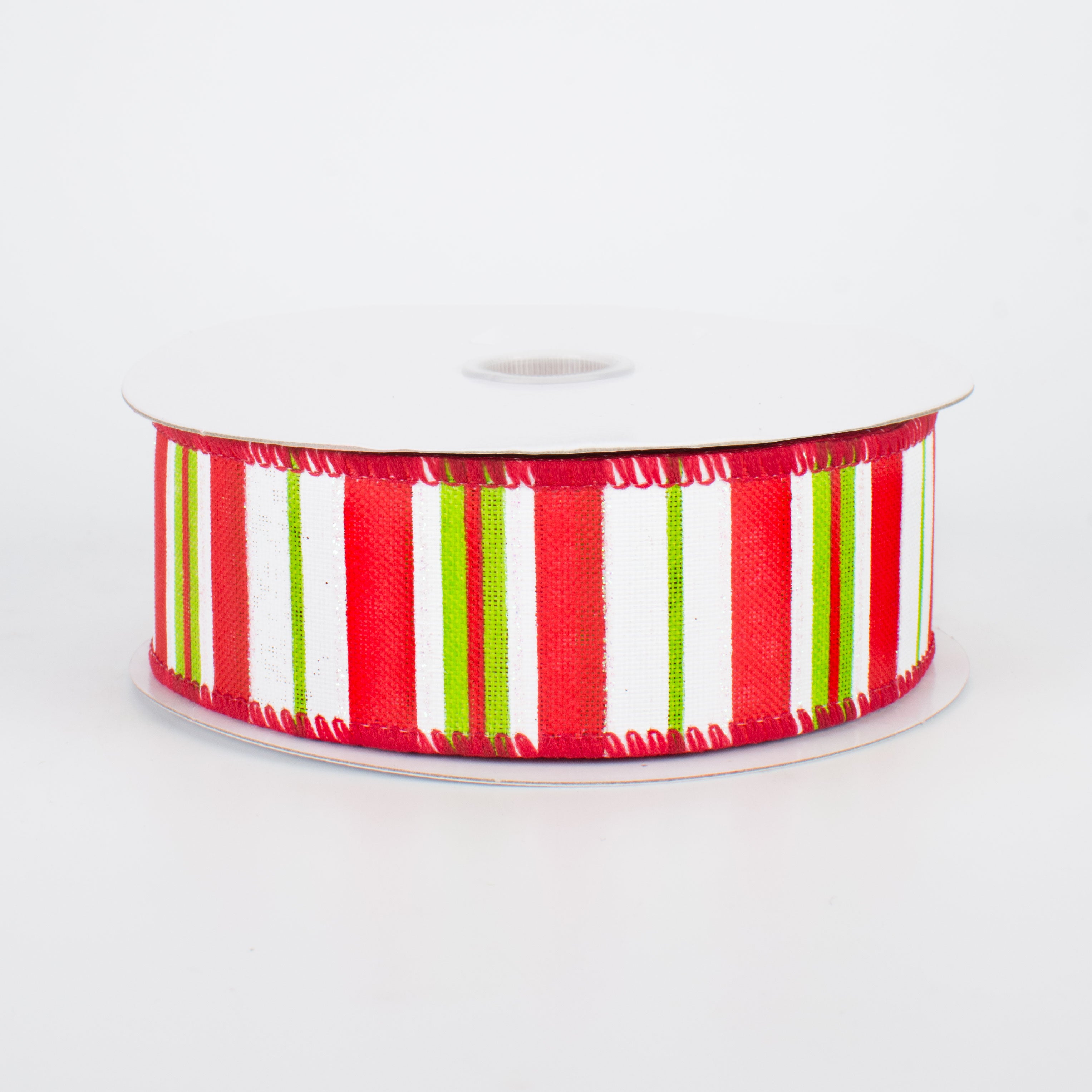 1.5 Inch Bright Christmas Stripes Canvas Ribbon - 10 Yards Bulk Roll for Holiday Gift Wrapping, Tree Decorations, and DIY Crafts
