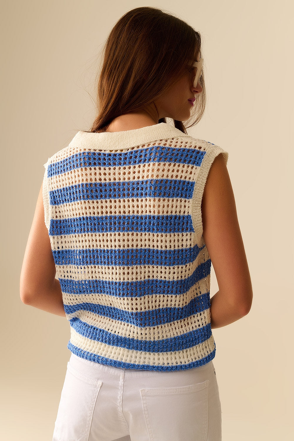 Breathable Striped Sleeveless Pullover Knit Top for Women - Perfect for Summer Outfits, Beach Cover-Ups & Casual Wear