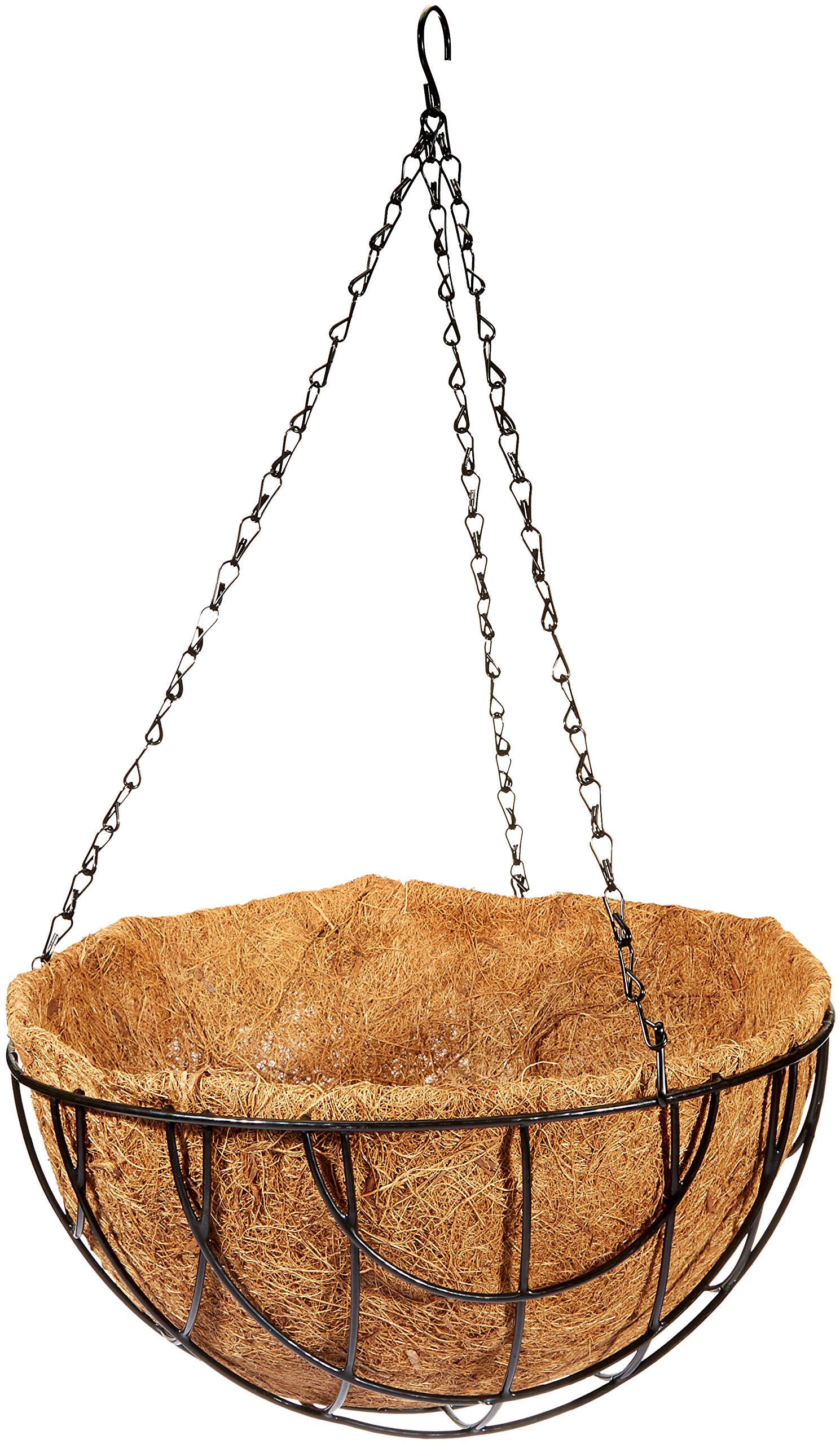 Mintcraft GB-4337-3L 14-Inch Coconut Fiber Lined Hanging Planter Basket - Indoor Outdoor Flower Pot for Plants, Herbs, and Succulents - Perfect for Balcony, Patio, and Garden Decor