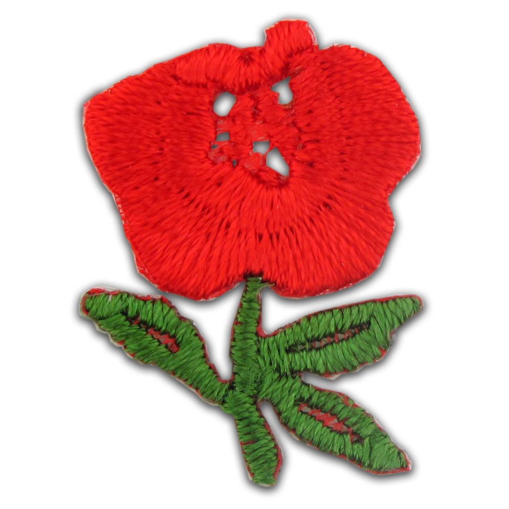 Red Rose Embroidered Applique Sticker - DIY Fabric Iron-On Patch for Clothing, Bags, Hats - Perfect for Customizing Denim Jackets, Backpacks & Home Decor
