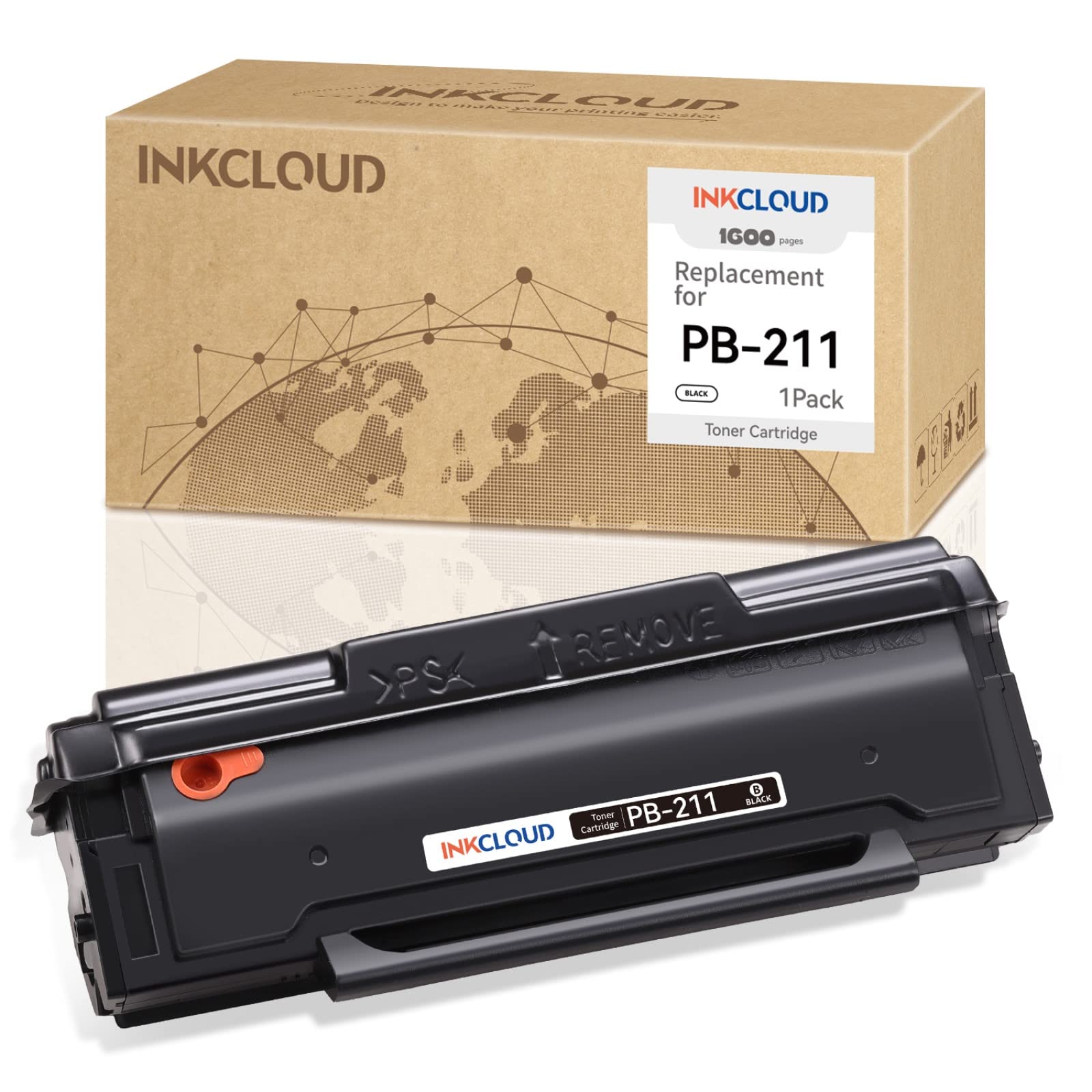 INKCLOUD PB-211 Black Toner Cartridge for Pantum Printers - 1600 Pages - Home/Office Use
