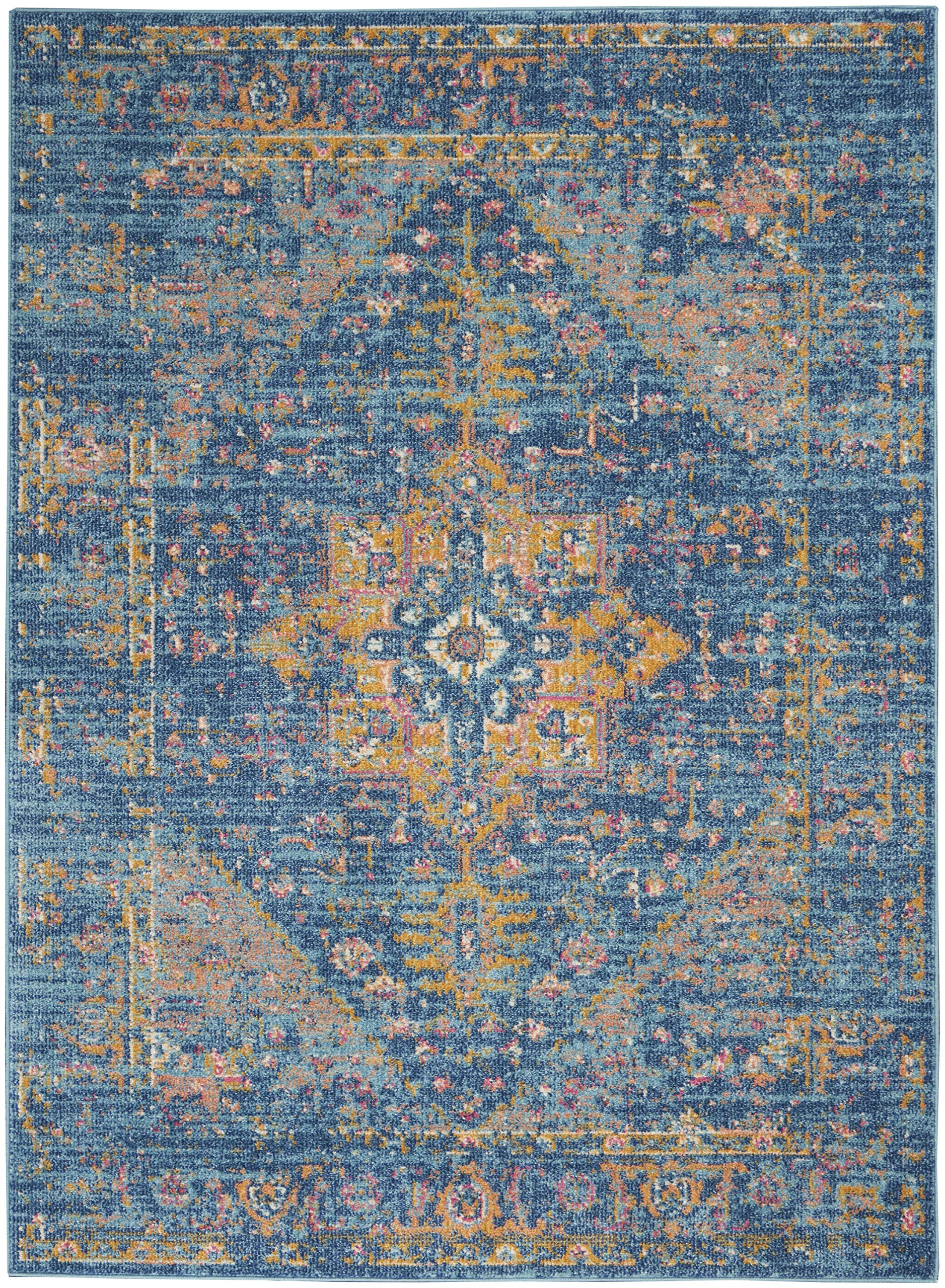 Nourison Tranquil Center Medallion Navy Blue 4' x 6' Area Rug - Easy to Clean, Non-Shedding, Soft & Durable - Perfect for Bedroom, Living Room, Dining Room & Kitchen Decor (4x6) - Ideal for Cozy Home, Office or Apartment Flooring