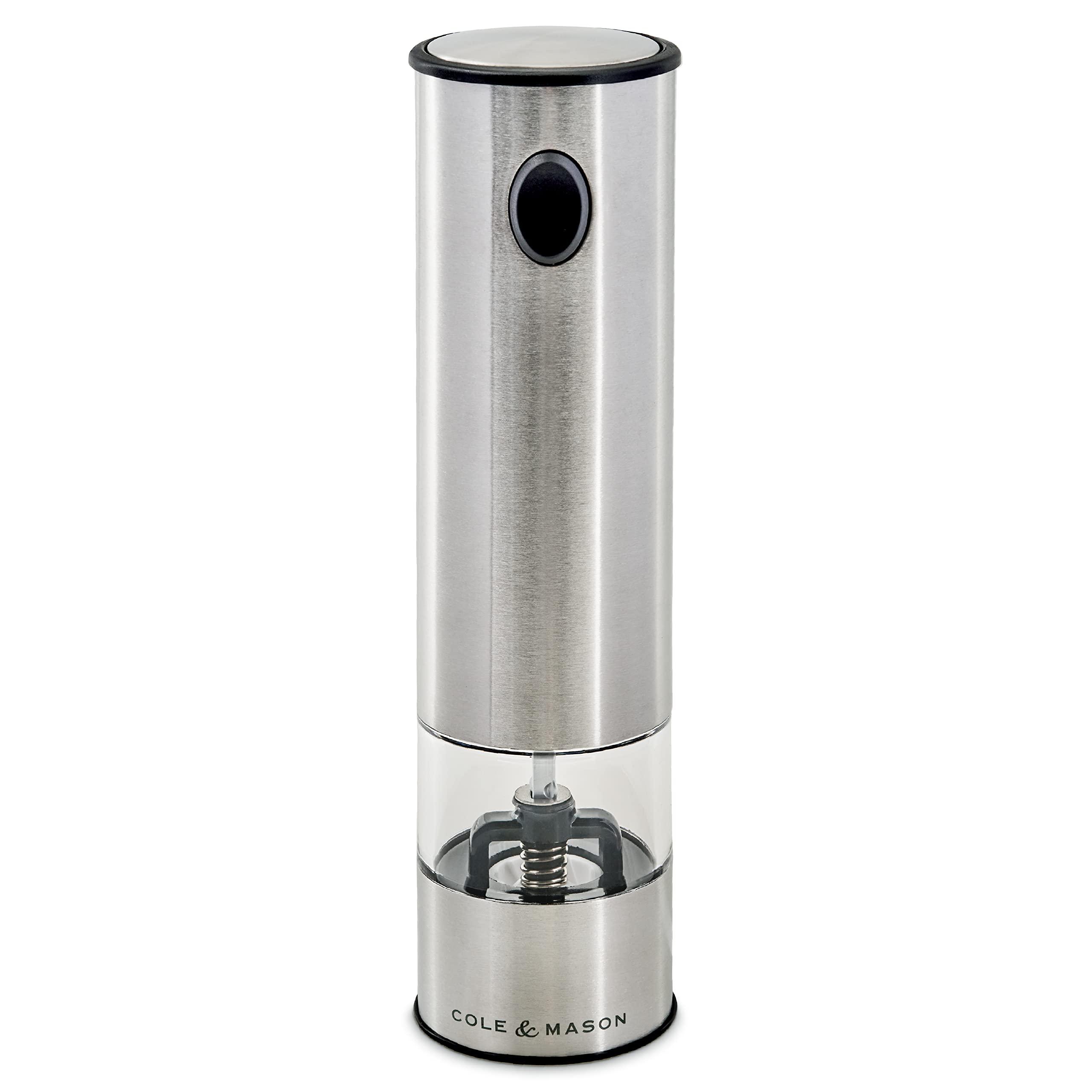 Cole & Mason Battersea Electronic Salt & Pepper Mill Set - One-Touch Adjustable Grinder with Stainless Steel Finish - Refillable & Coarse to Fine Settings - Perfect for Kitchen, Dining Table & Outdoor Cooking (1 Pack)