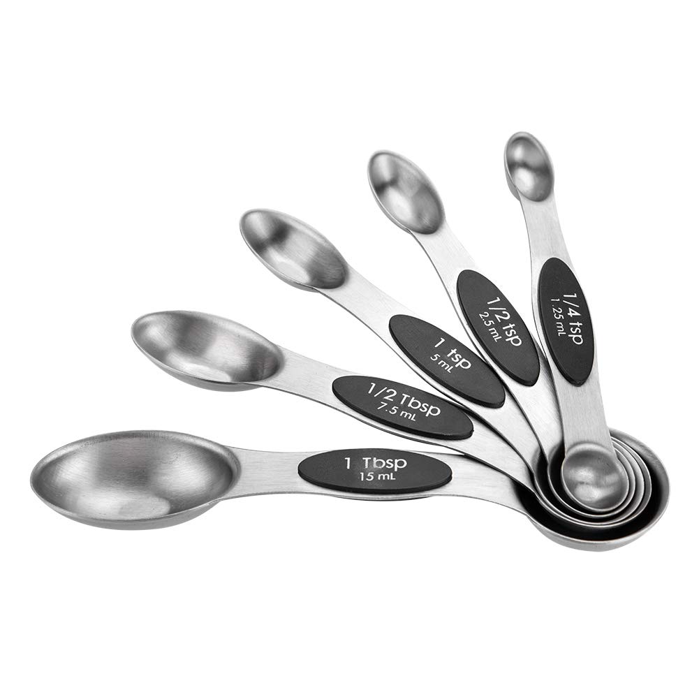 5PCS Stainless Steel Measuring Spoons Set - Magnetic Double-Head Design for Precise Cooking & Baking - Perfect for Measuring Spices, Seasonings, Coffee, and Tea - Dishwasher Safe Kitchen Essentials