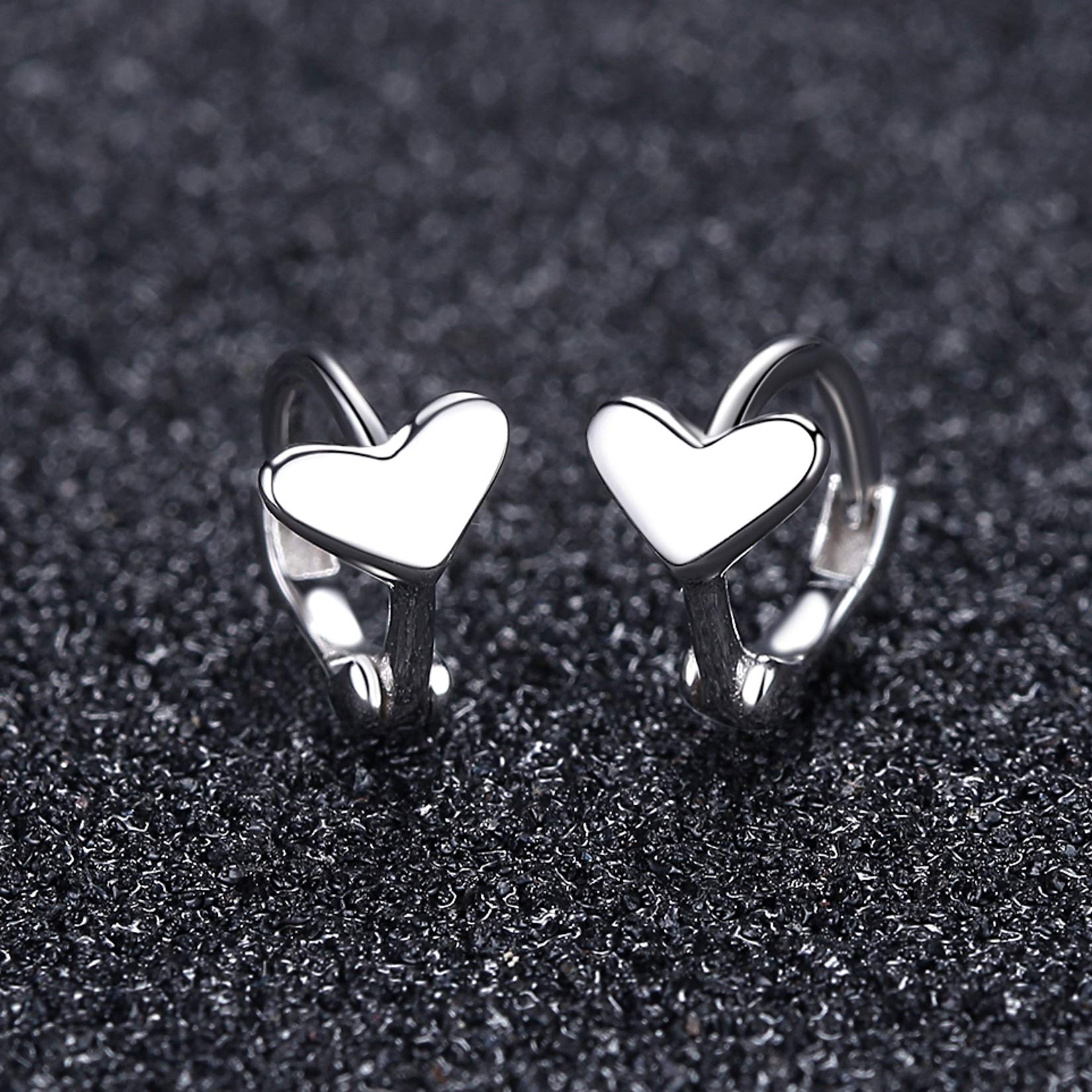 VIKI LYNN 925 Sterling Silver Tiny Hoop Earrings with Heart Charm - Dainty Cartilage Earrings for Women | Perfect for Everyday Wear, Gifts & Special Occasions