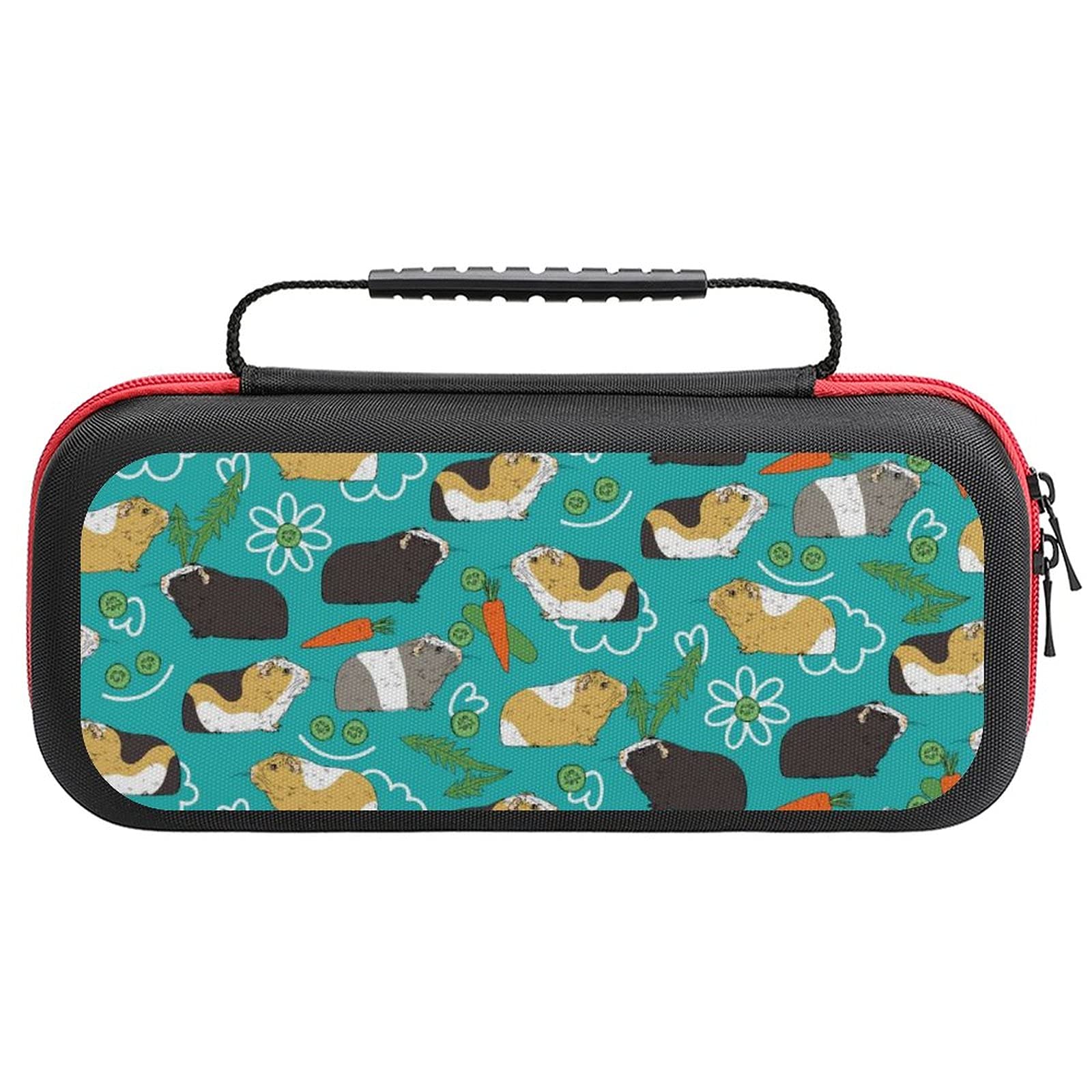FunnyStar Guinea Pig Printed Travel Case for Nintendo Switch Lite & Accessories - Portable Storage Bag (White) | Perfect for Gaming On-The-Go, Commuting & Travel Protection