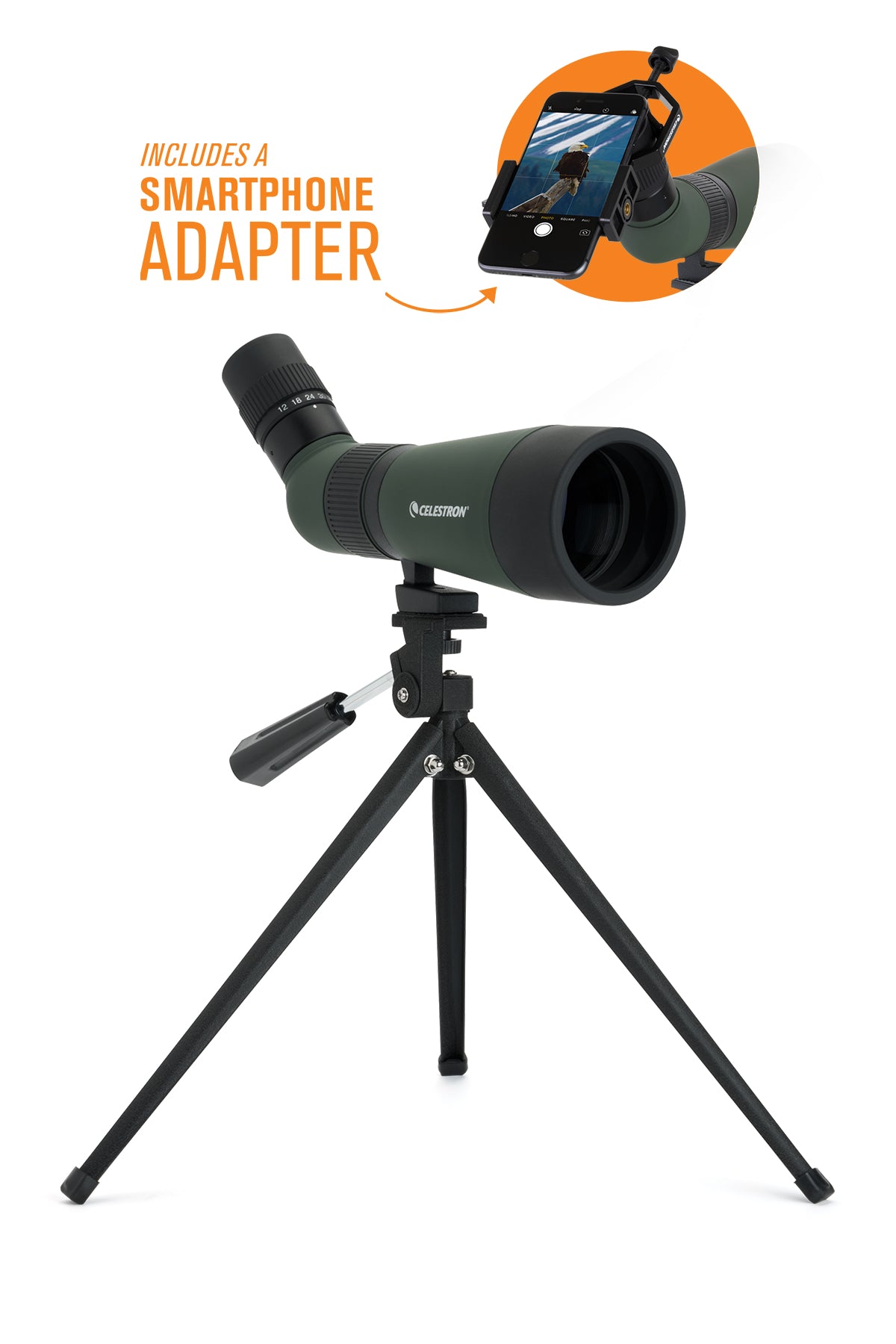 LandScout 12-36x60mm Angled Zoom Spotting Scope with Tripod & Phone Adapter - Compact for Bird Watching, Hunting, Target Shooting & Outdoor Adventures