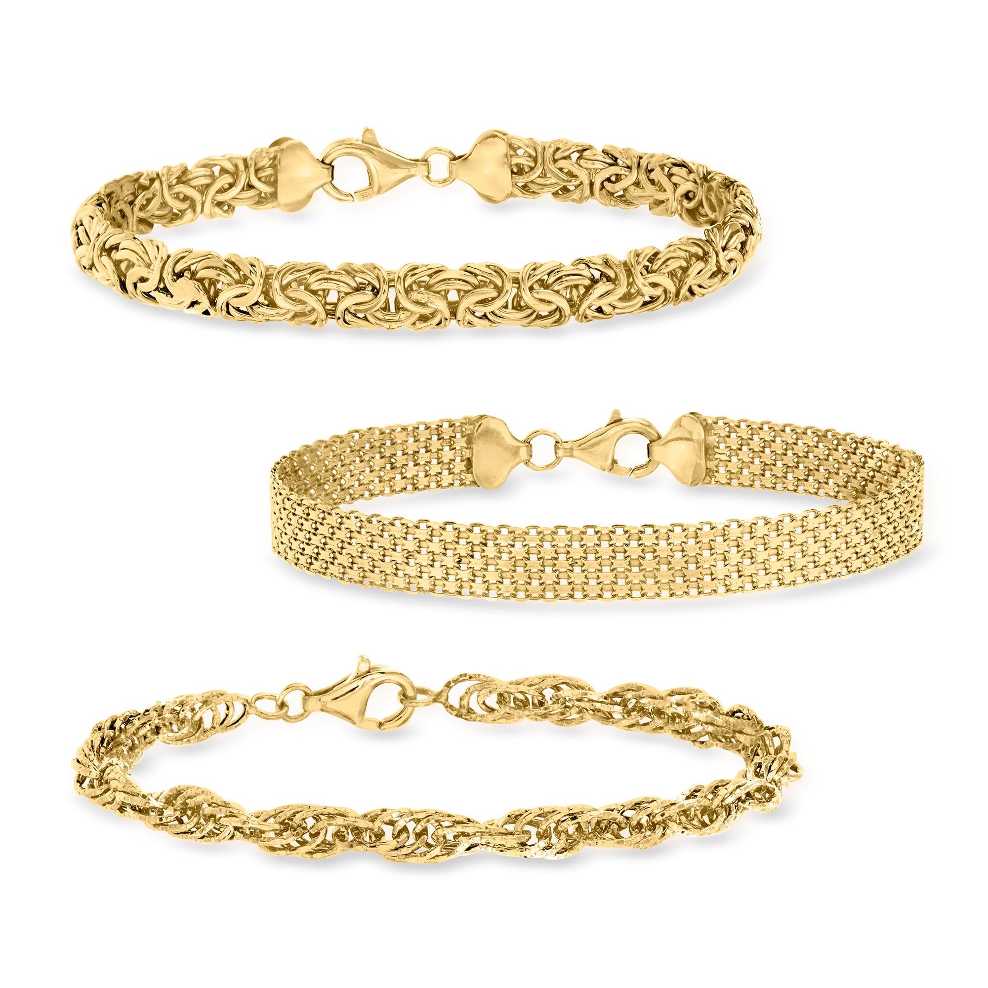 Ross-Simons Sterling Silver 3-Link Bracelet Set for Women | Elegant Stackable Jewelry for Everyday Wear, Gifts & Special Occasions