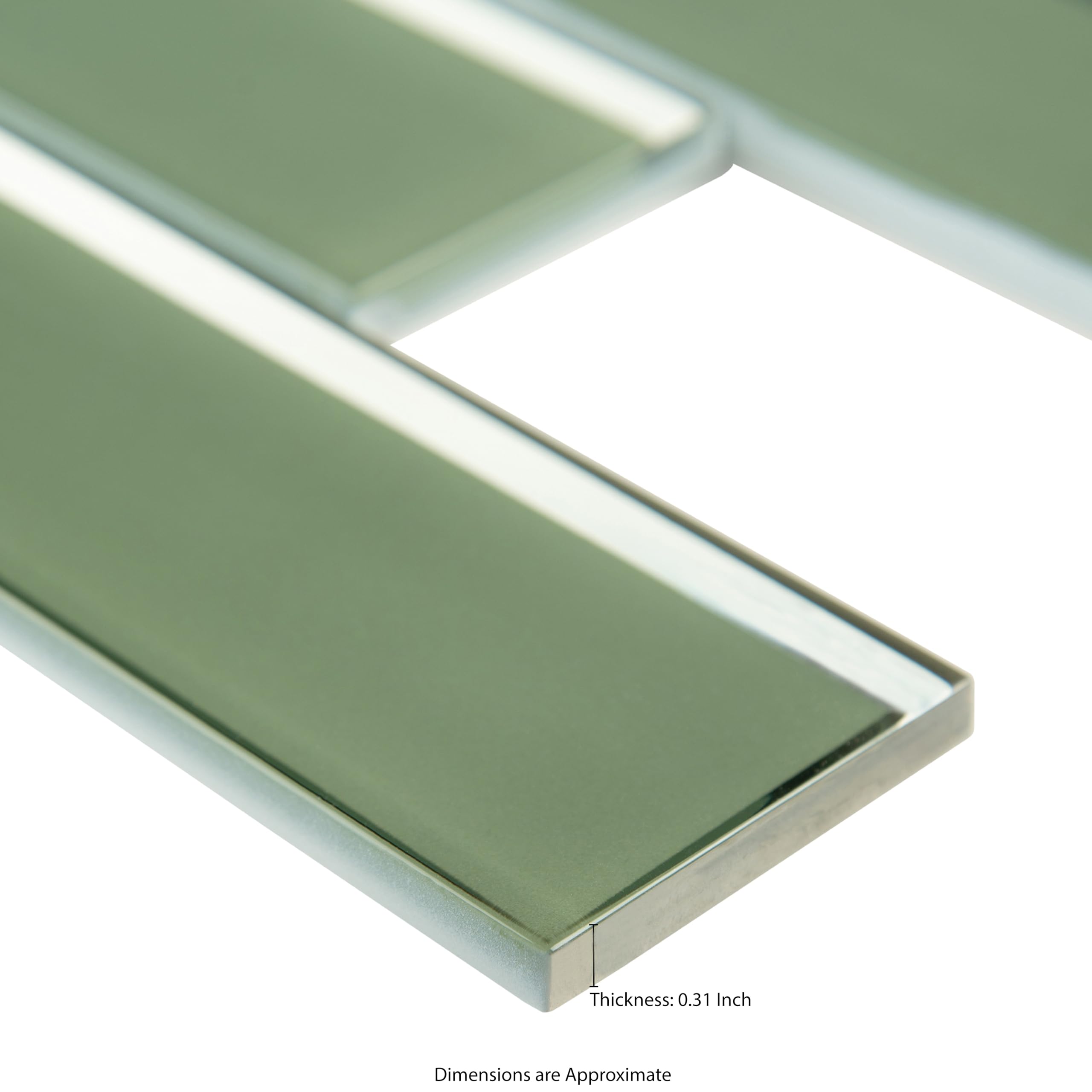 MSI Evergreen 11.73x11.73 Inch Beveled Glass Subway Tile - Premium Kitchen Backsplash, Bathroom & Shower Wall Tile (2x6 Inch Mesh Mounted) - Perfect for Modern Home Renovation & Interior Design