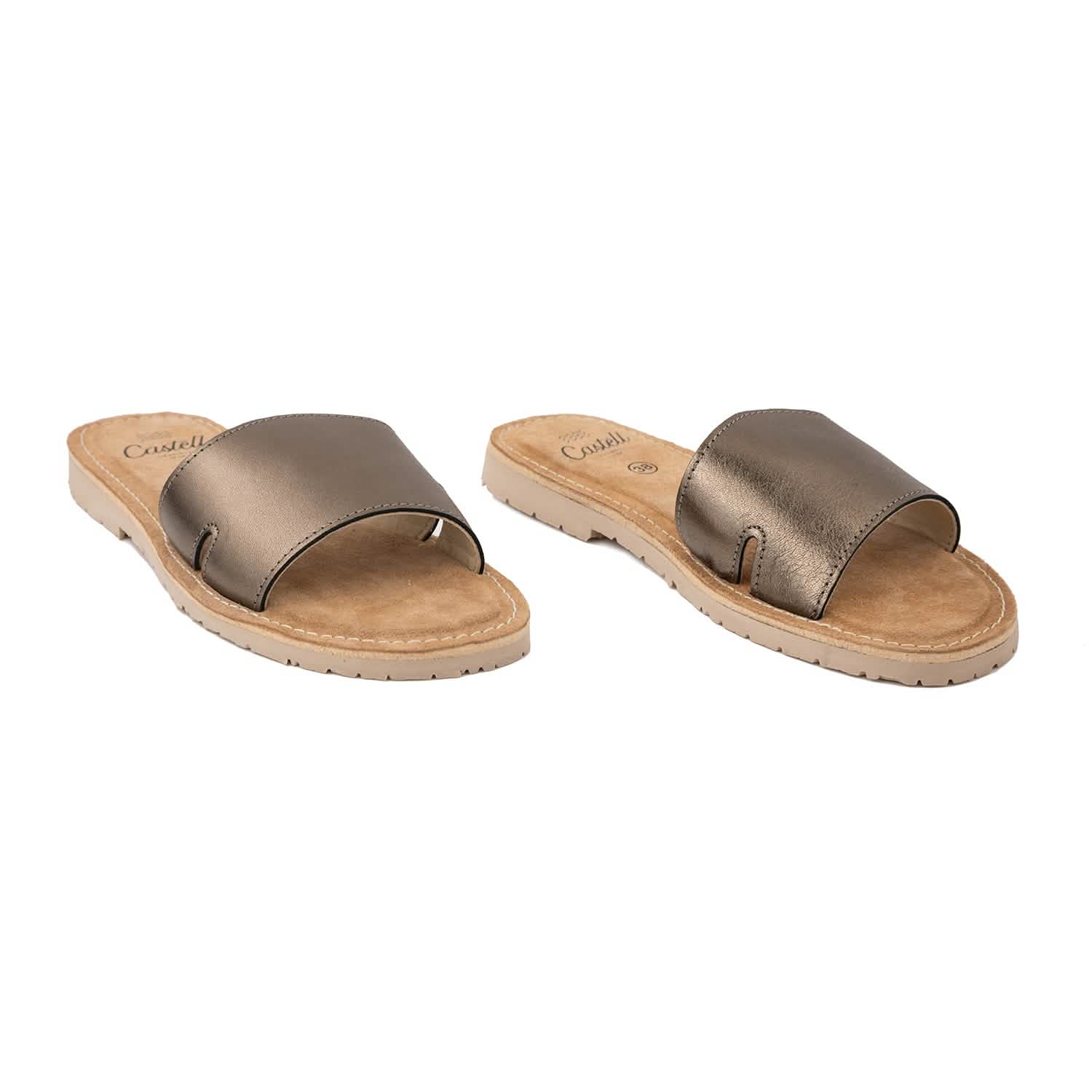 Metallic Leather Menorcan Sandals for Women - Open Toe Comfortable Beach Sandals with Shark ST 2360 A Design | Perfect for Summer Vacations, Beach Outings and Casual Wear