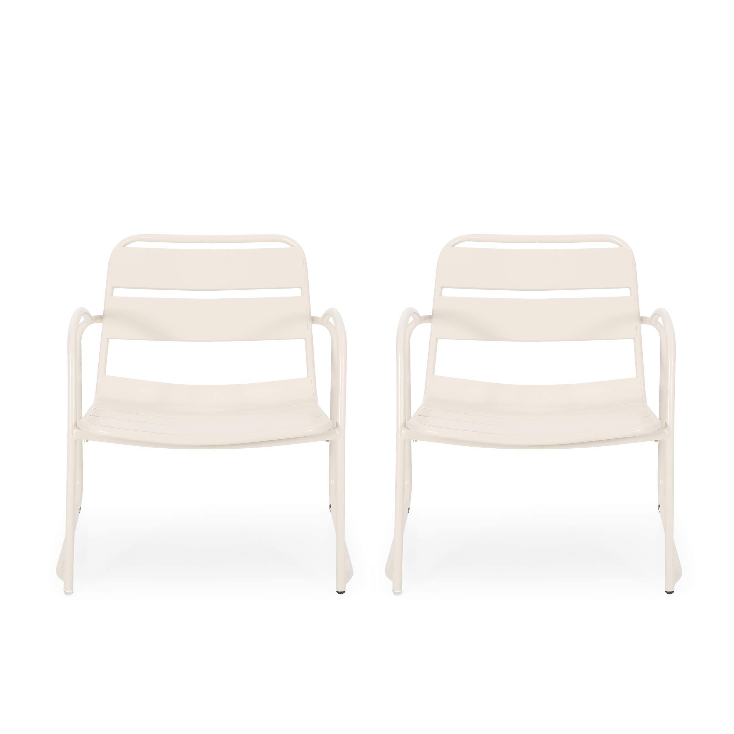 GDF Studio Outdoor Dining Chairs (Set of 2) - Matte White Weather-Resistant Patio Furniture for Garden, Poolside, and Backyard Dining