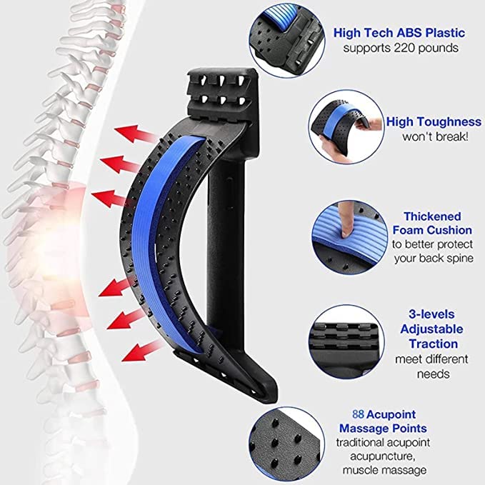 **Back Stretcher for Pain Relief - Lumbar Support Device for Herniated Disc, Sciatica & Scoliosis | Multi-Level Massager & Cracker Board for Upper & Lower Back | Perfect for Home & Office Use**