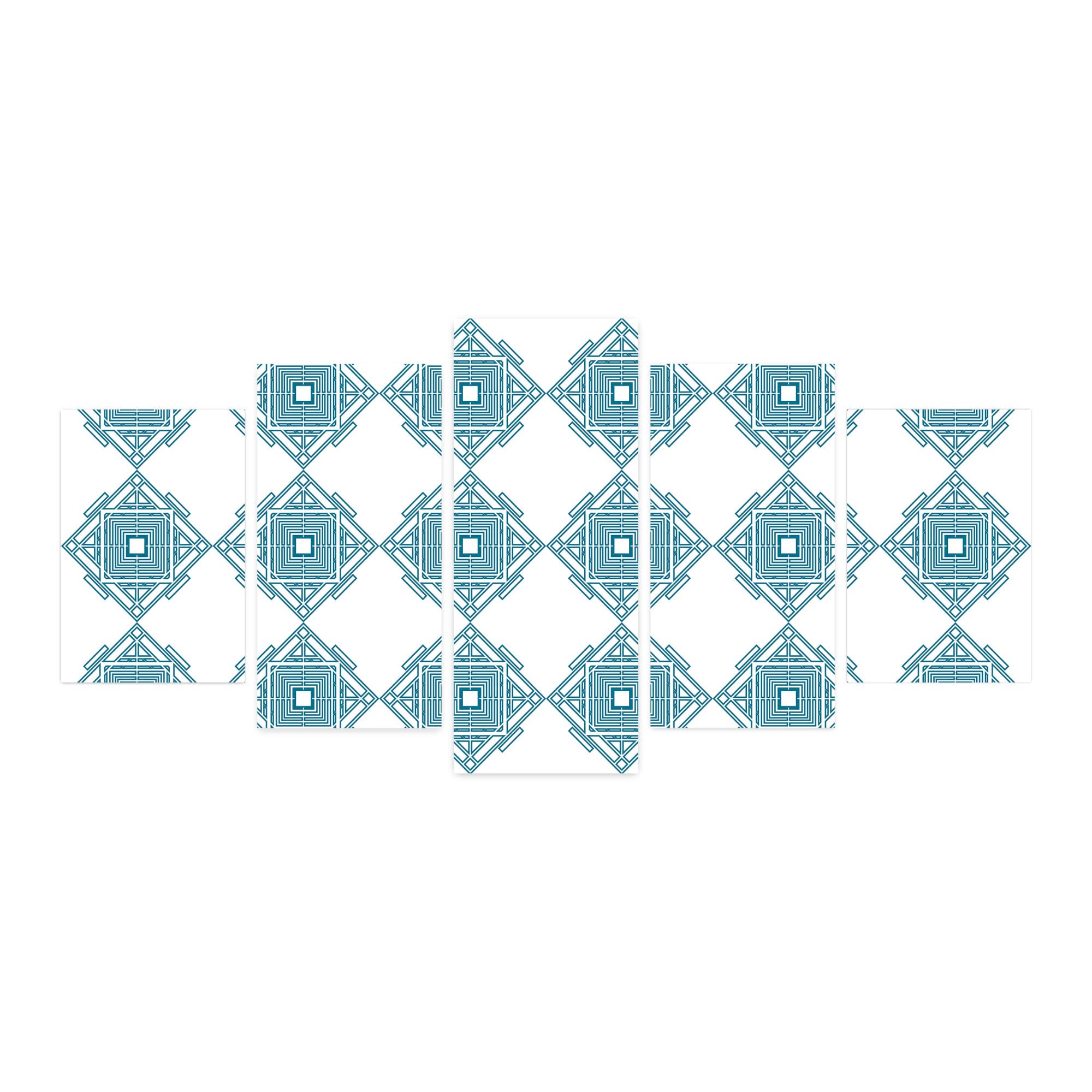 Ambesonne Geometric 5-Panel Acrylic Glass Wall Art - Art Deco Inspired Interlacing Squares Pattern in Pale Blue & White (60