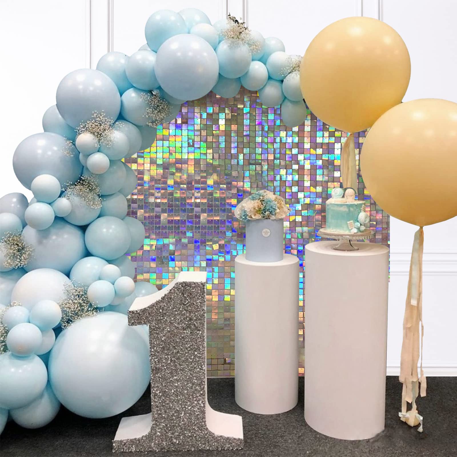 24PCS Rainbow Sequin Wall Backdrop Panels - Shimmering Square Photo Backdrop for Birthday, Wedding, Engagement & Anniversary Party Decorations | Perfect for Event Photography, Social Media Backdrops & Home Decor