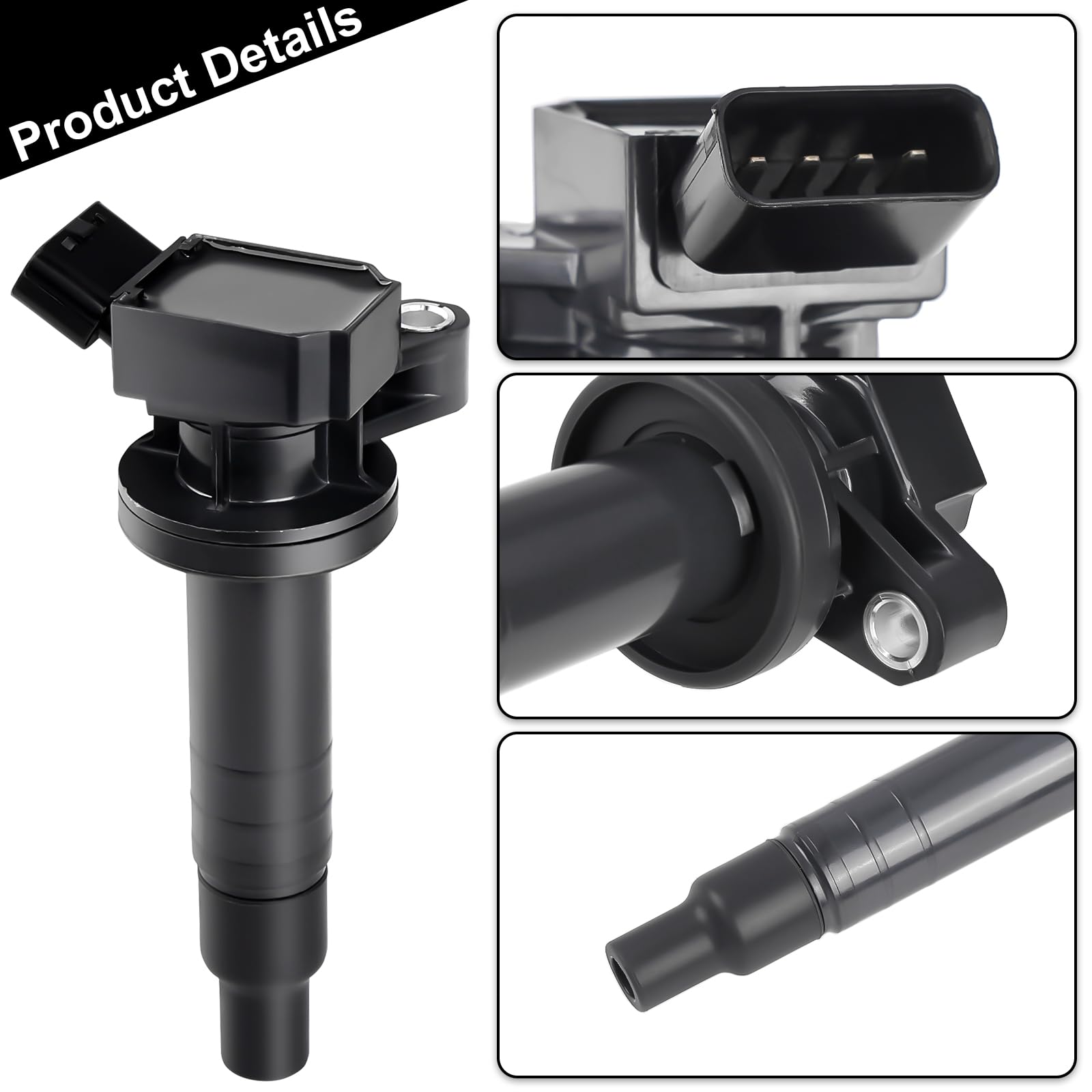 4-Piece Ignition Coil & Spark Plug Set Compatible with Toyota Corolla, Matrix, Pontiac Vibe 2000-2008 1.8L L4 - Direct Replacement for UF315, UF247 - Perfect for Engine Tune-Ups & Performance Upgrades