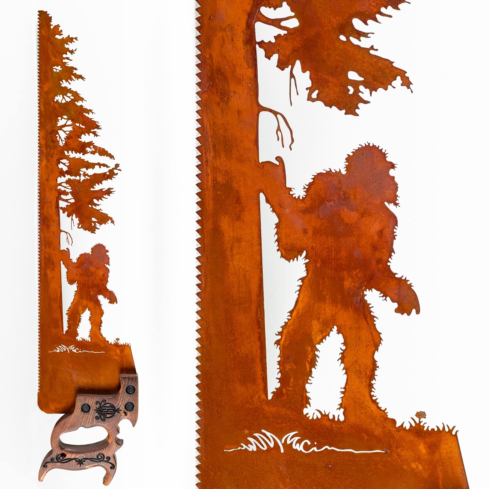 Bigfoot by the Tree Hand Saw Design - Custom Wooden Wall Art for Wildlife Enthusiasts | Perfect for Cabin Decor, Hunting Lodge, or Outdoor-Themed Home Décor