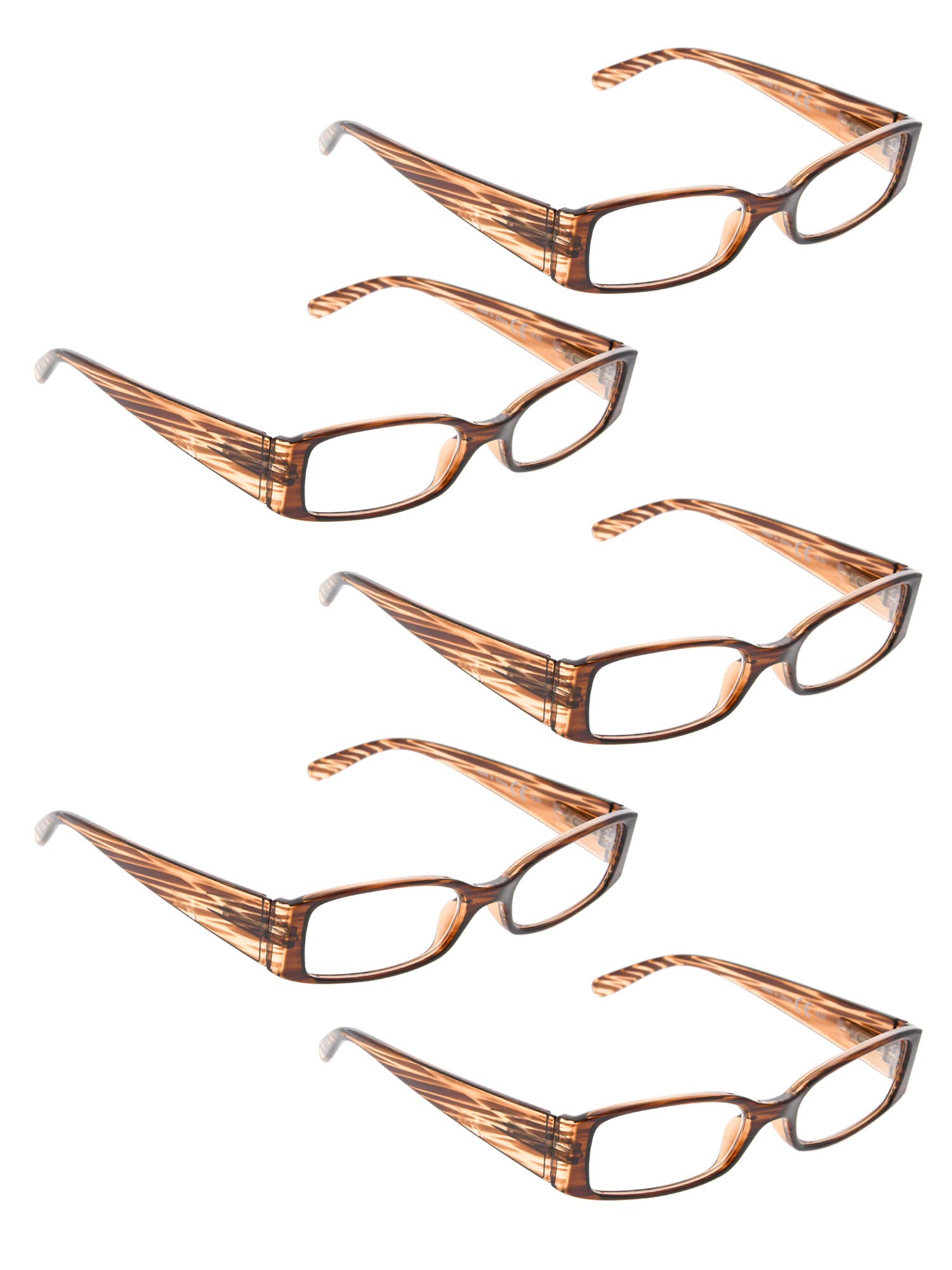 LUR Reading Glasses 5 Pack for Women - Stylish Rectangular Readers with Bonus Sunglasses - Perfect for Reading, Working, and Outdoor Activities