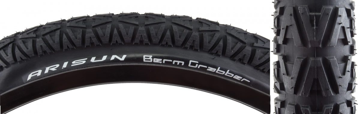 Arisun Berm Grabber 20 x 2.0 Clincher Wire Bike Tire - 85 TPI, Black/Black Reflective, BMX & Dirt Jumping - Perfect for Off-Road Trails, Pump Tracks & Urban Riding