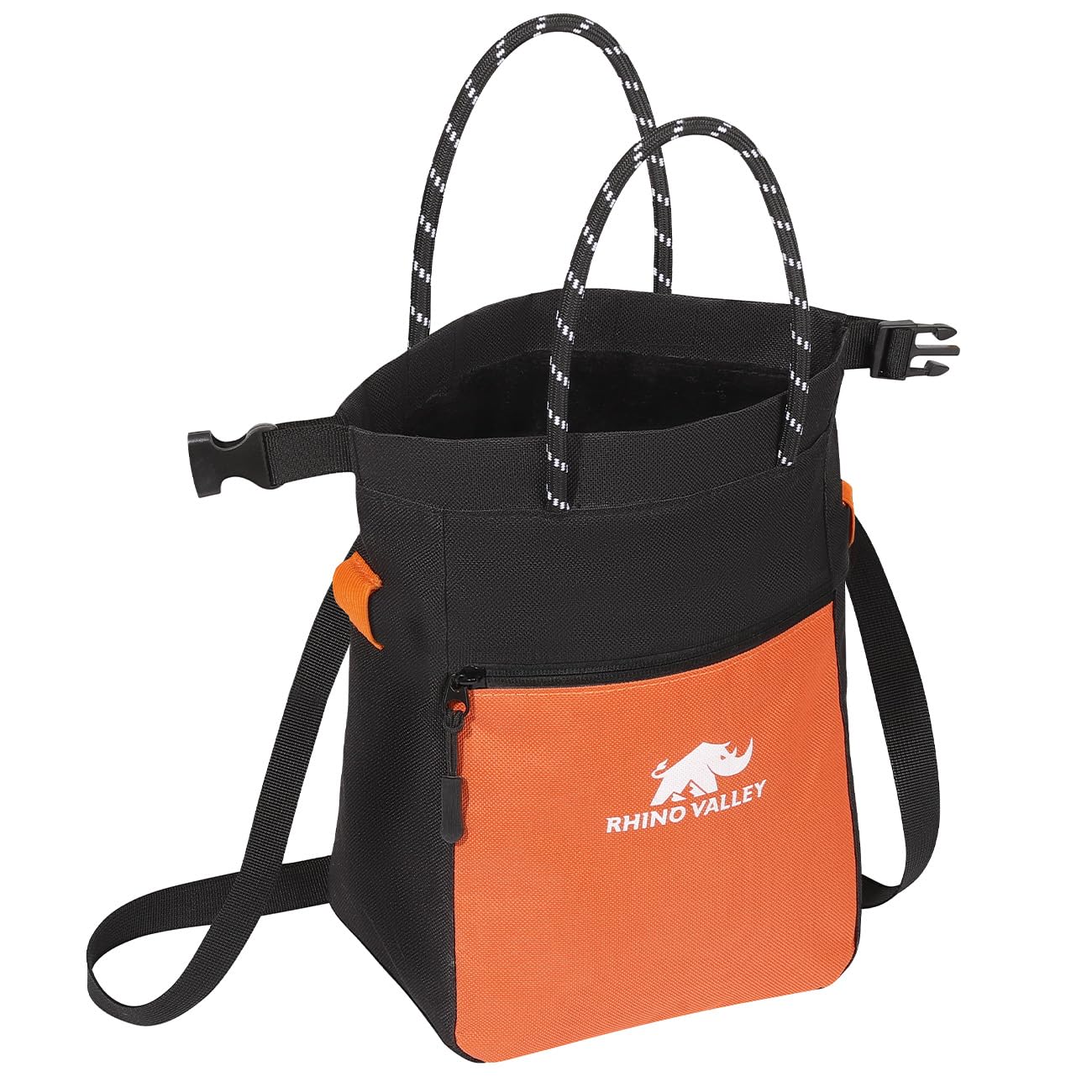 Rhino Valley No Leak Magnetic Chalk Bag for Rock Climbing & Weightlifting - Adjustable Belt, Zipper Pockets & Handle - Perfect for CrossFit, Bouldering & Gym Training