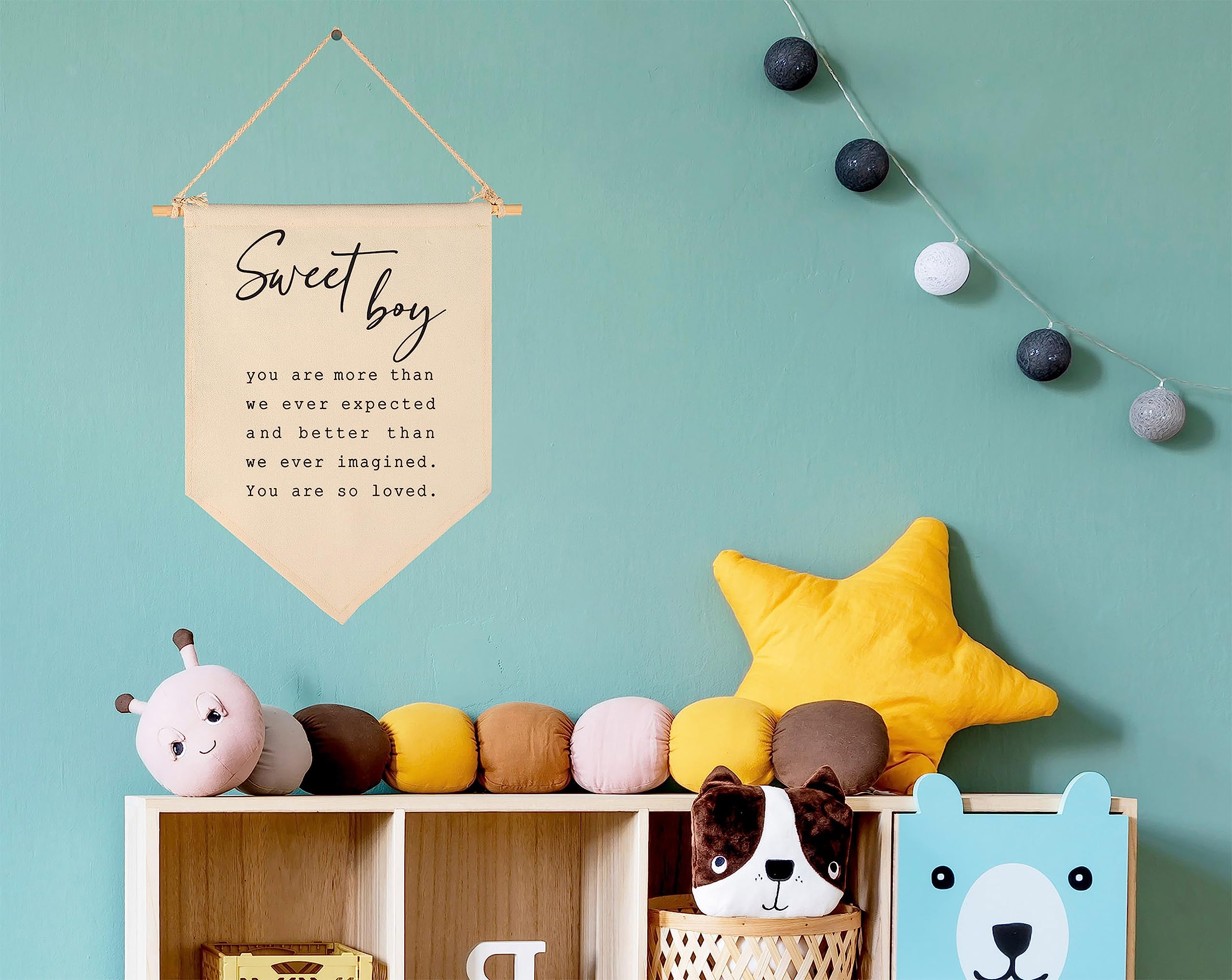 Sweet Boy Baby Banner - Nursery Wall Decor for Baby Shower, Newborn Gifts, Kids Room Sign - Perfect for Playroom, Bedroom & Front Door Decorations