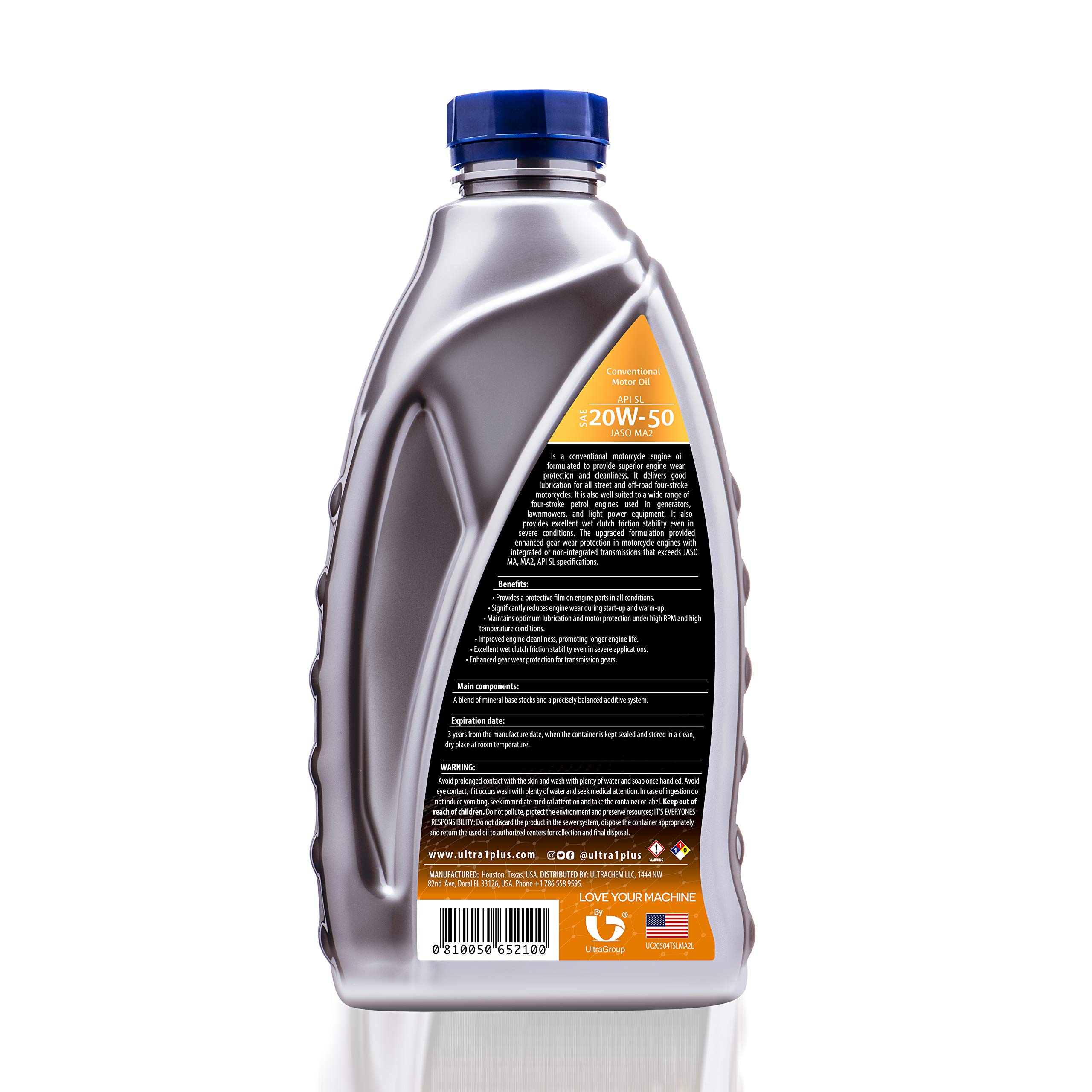 4T 20W-50 Conventional Motorcycle Oil API SL JASO MA2 - 12 Quart Pack for High-Performance Motorcycles - Ideal for Cruisers, Touring Bikes & Off-Road Use