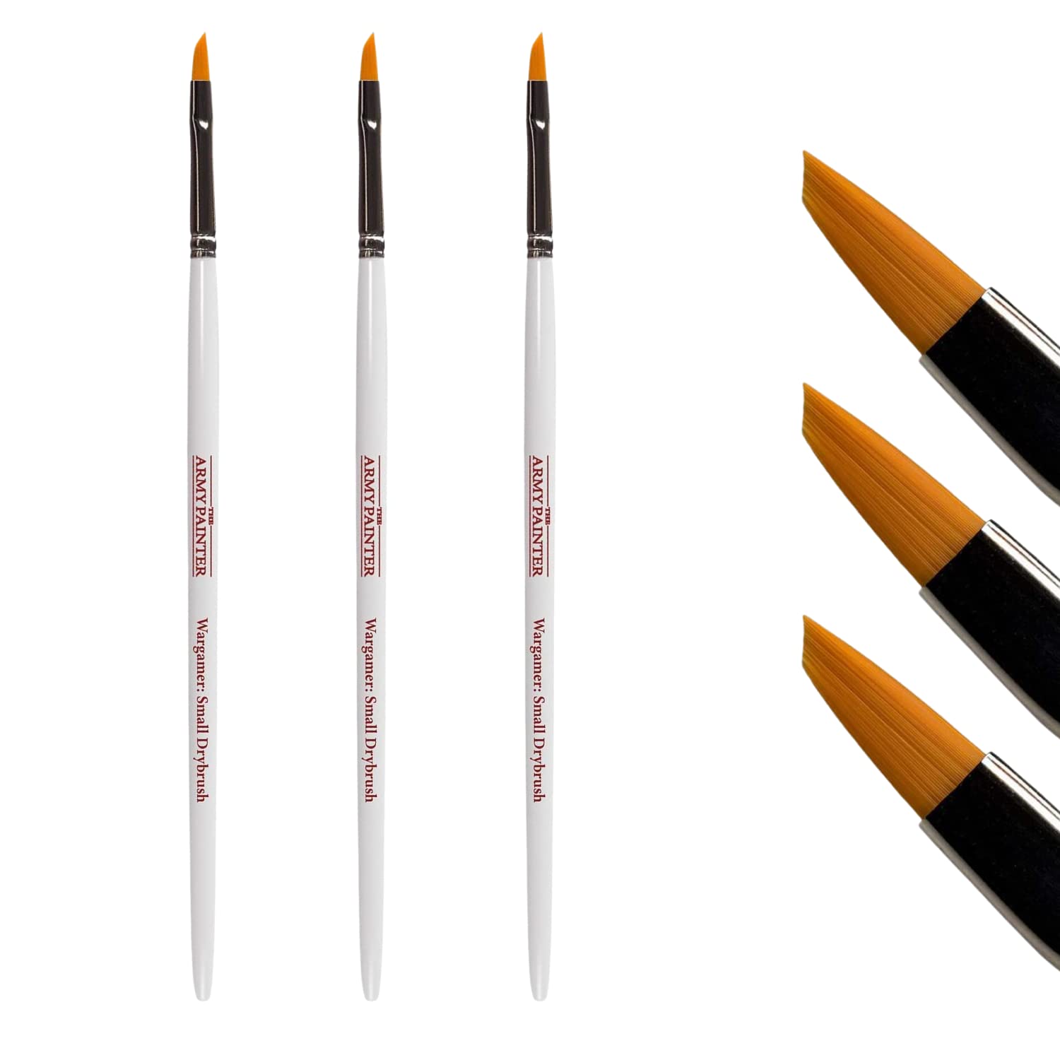 Army Painter Wargamer: 3-Piece Small Drybrush Set with Synthetic Toray Hair - Perfect for Miniature Model Painting, Warhammer, and Tabletop Gaming - Ideal for Detailing, Dry Brushing, and Base Coating Miniatures