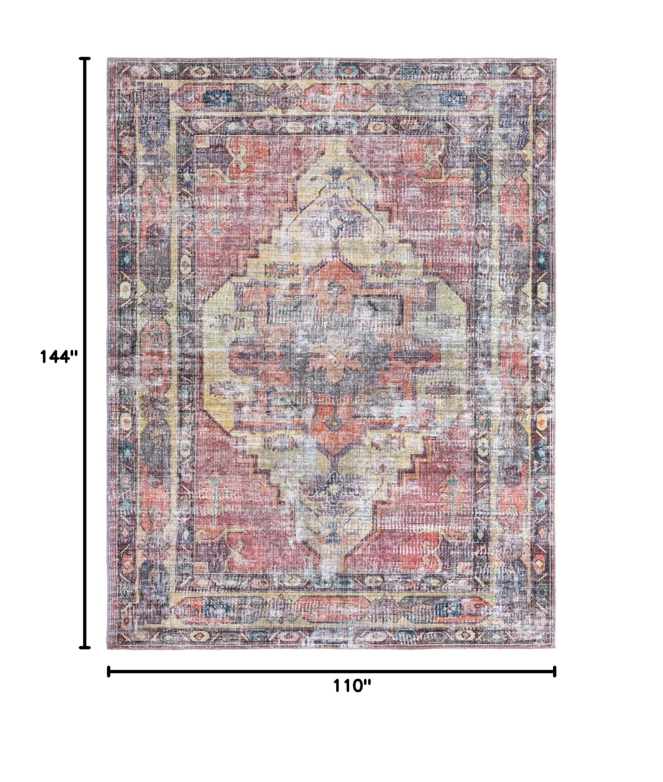 Maahru Collection Washable Rug 9' x 12' Pink Low-Pile - Machine Washable Area Rug for Living Room, Dining Room, Bedroom - Soft Modern Floor Carpet for Home Decor, Kids Play Area & High Traffic Spaces