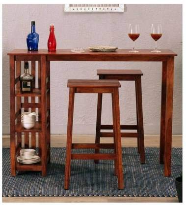 Premium Sheesham Wood Bar Table Set - Solid Wood Counter Height Dining Set for Kitchen, Bar, or Patio - Modern Rustic Home Decor for Entertaining