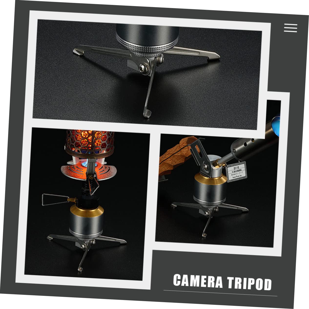 Jojofuny 4-Piece Portable Aluminum Alloy Gas Tank Tripod Set - Mini Camera Stand, Phone Holder & Camping Light Mount | Perfect for Travel Photography, Outdoor Adventures & Camping Accessories