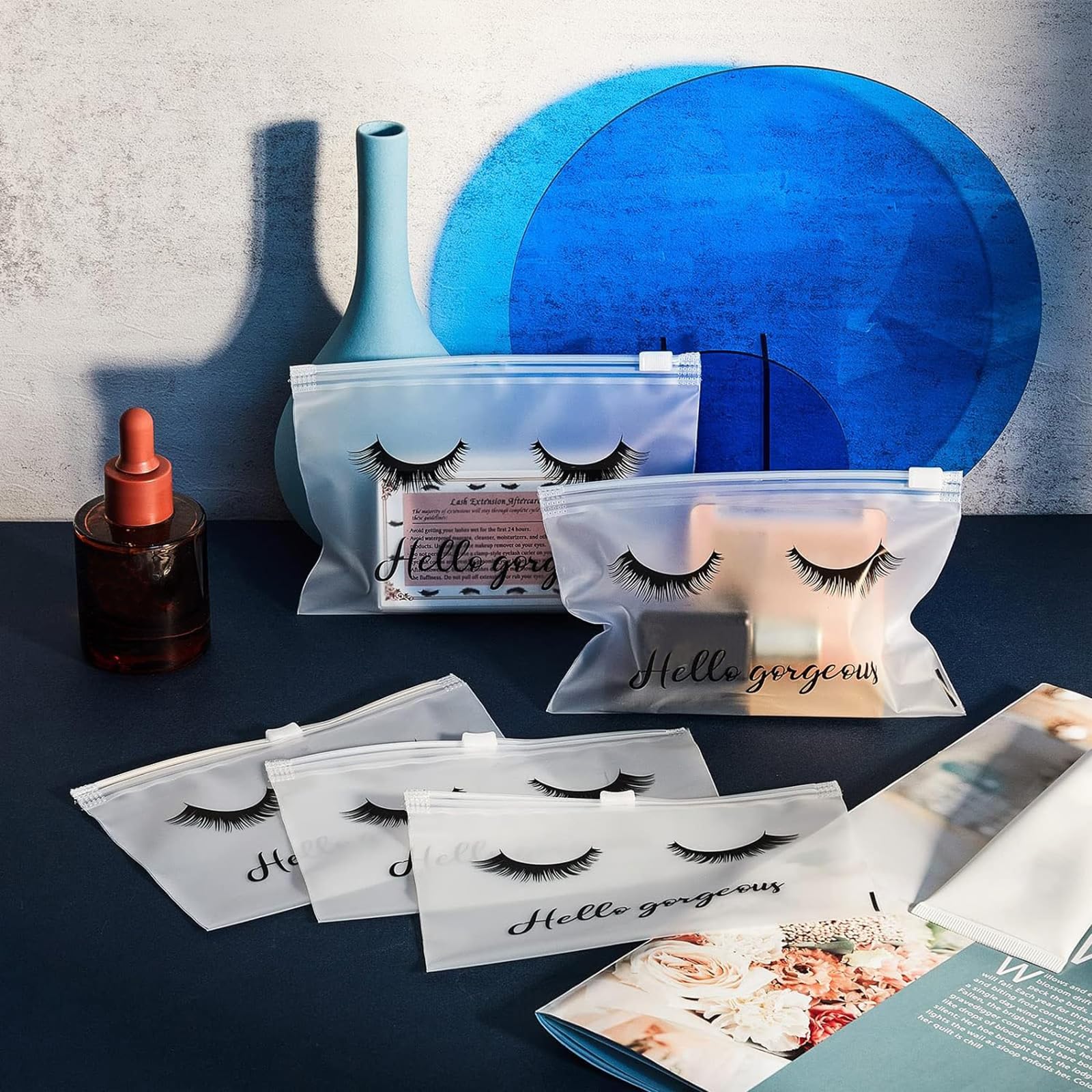 75-Piece Waterproof Eyelash Aftercare Packaging Bags with Zipper - 6x4 Inch White Travel Cosmetic Pouches for Women & Girls - Perfect for Lash Extensions, Makeup Storage & Toiletry Organization