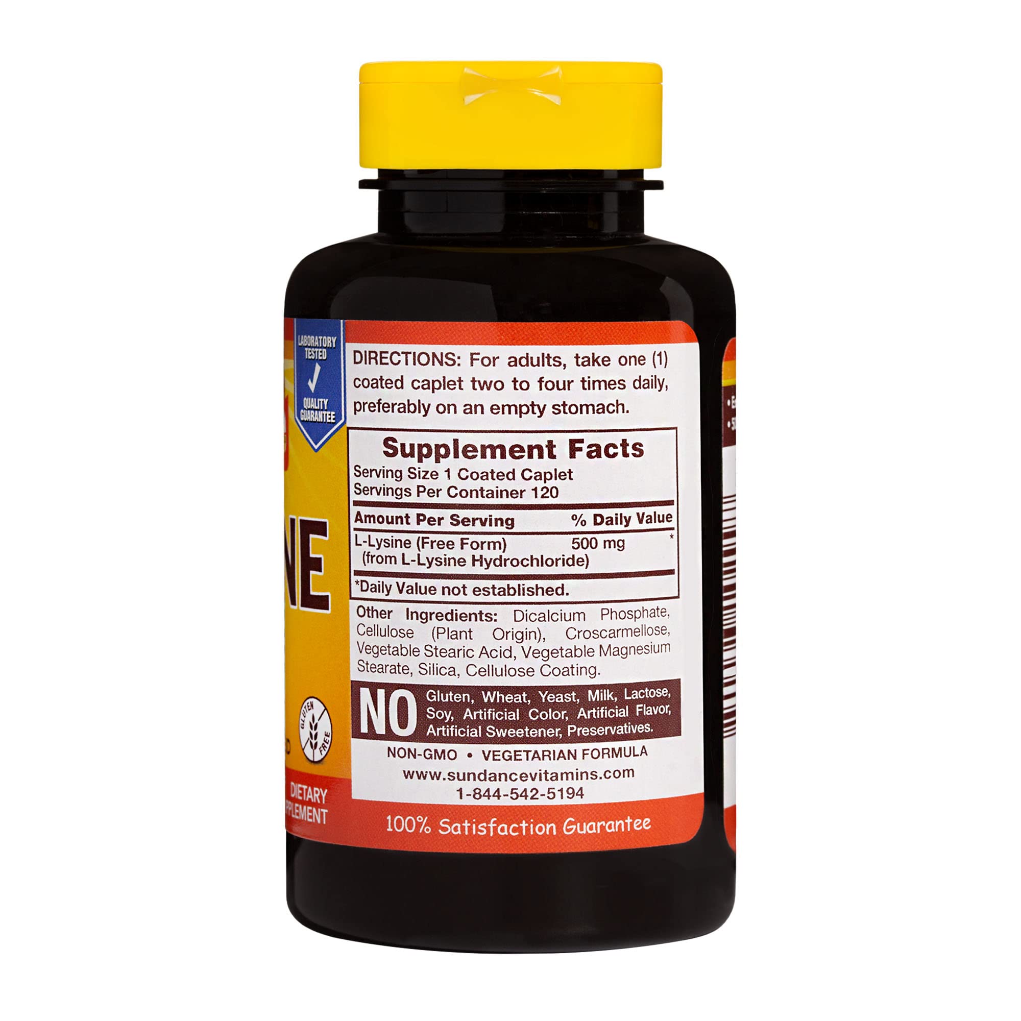 Sundance Vitamins L-Lysine 500mg - 120 Caplets (Pack of 6) | Immune Support & Cold Sore Relief Supplement for Adults | Daily Health & Wellness Boost