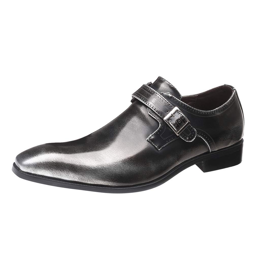 Men's Pointed Toe Leather Dress Shoes - Business Formal Office Shoes for Men | Comfortable All-Black Style | Perfect for Work, Weddings & Professional Events