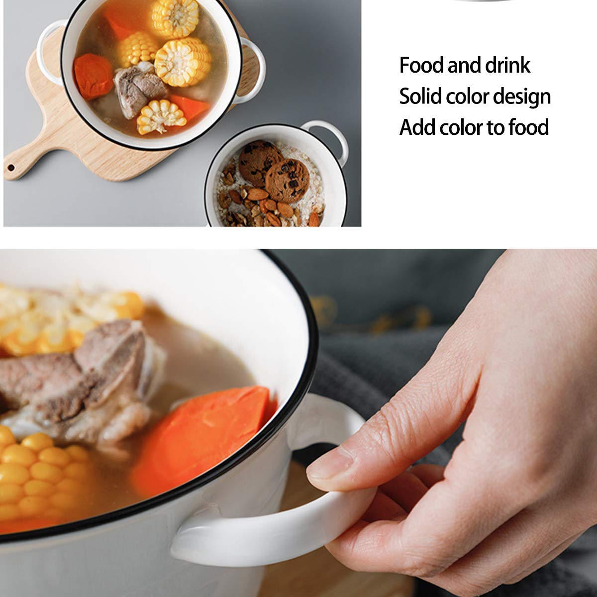 Premium Ceramic Soup Bowls with Handles - 68oz Large Noodle Bowls Set of 4 - Durable White Porcelain Serving Dishes for Ramen, Pho, Cereal & Family Dinners - Microwave & Dishwasher Safe